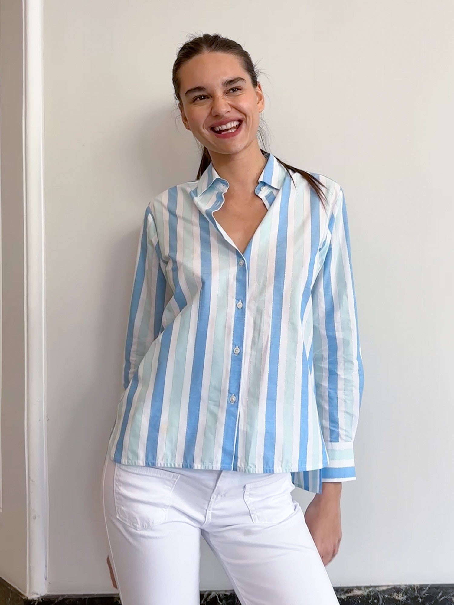 CAMISA ISA RAYAS AZUL LUREX