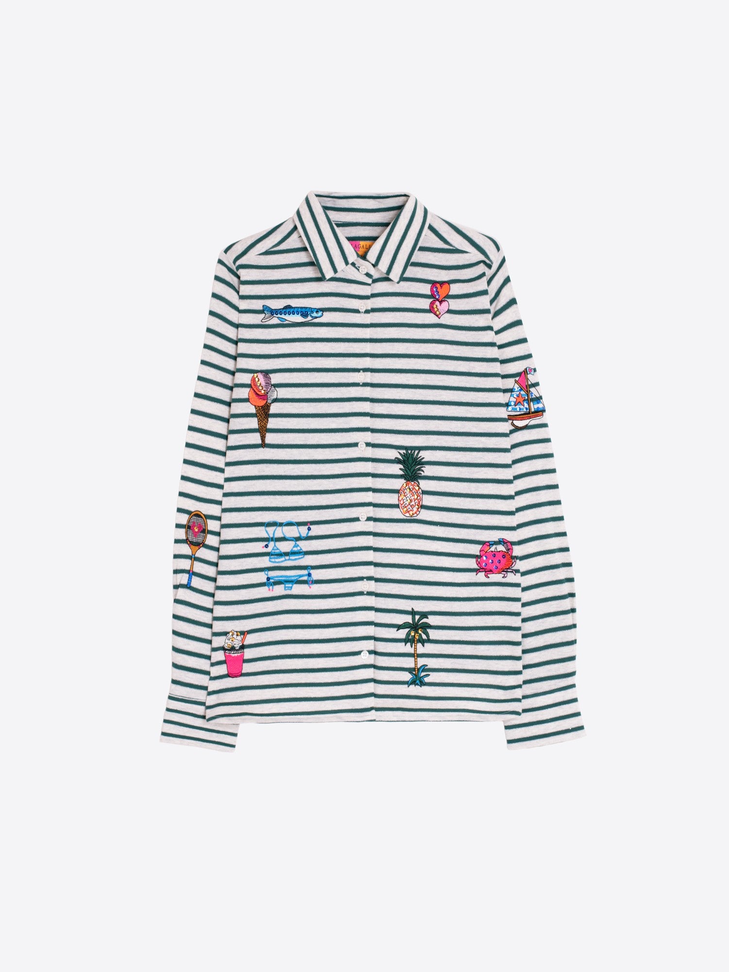 CAMISA ISA BORDADO RAYA PUNTO VERDE