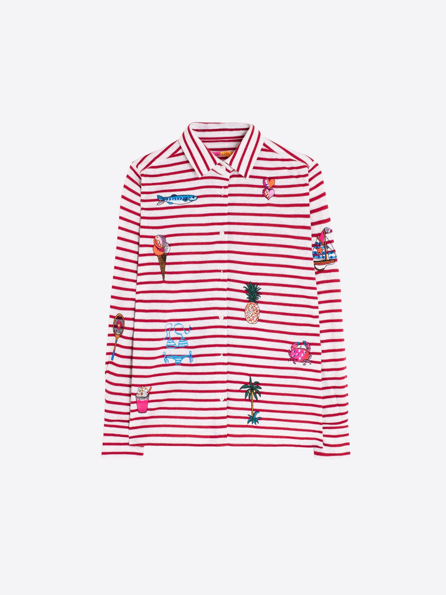 CAMISA ISA BORDADO RAYA PUNTO ROJO