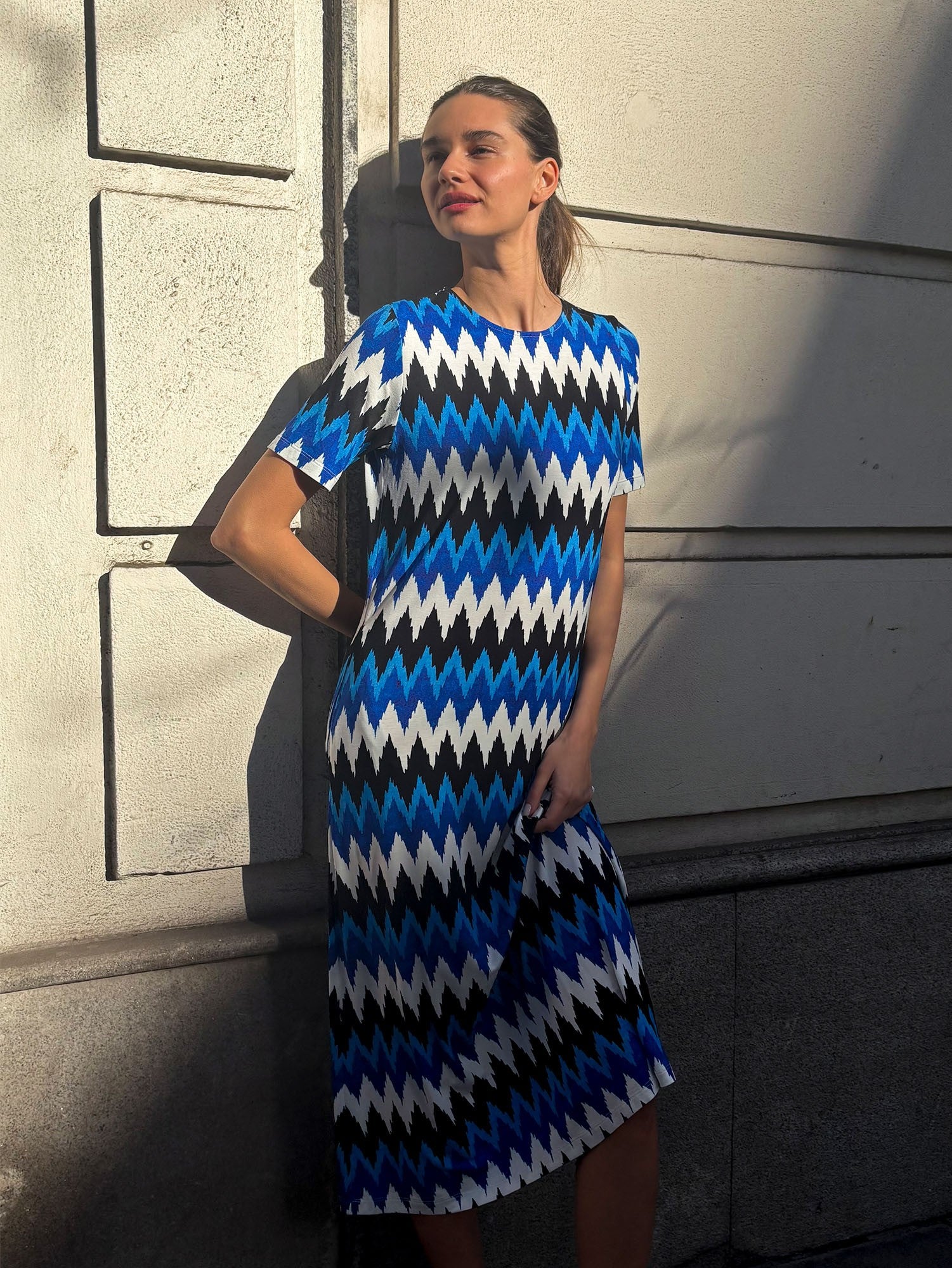 VESTIDO CLARA GEOMETRICO AZUL
