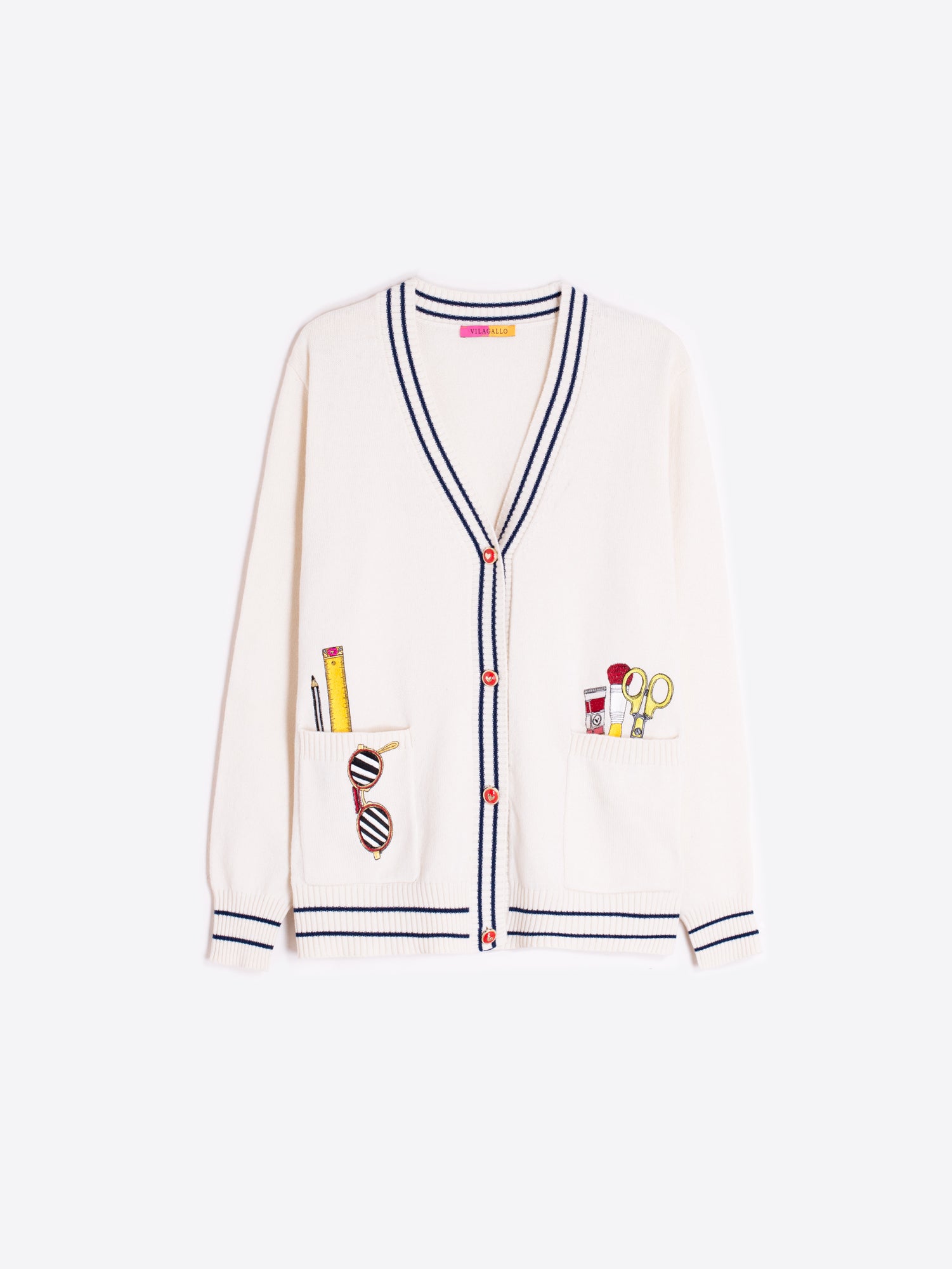CHAQUETA CRUDO BOLSILLOS BORDADOS