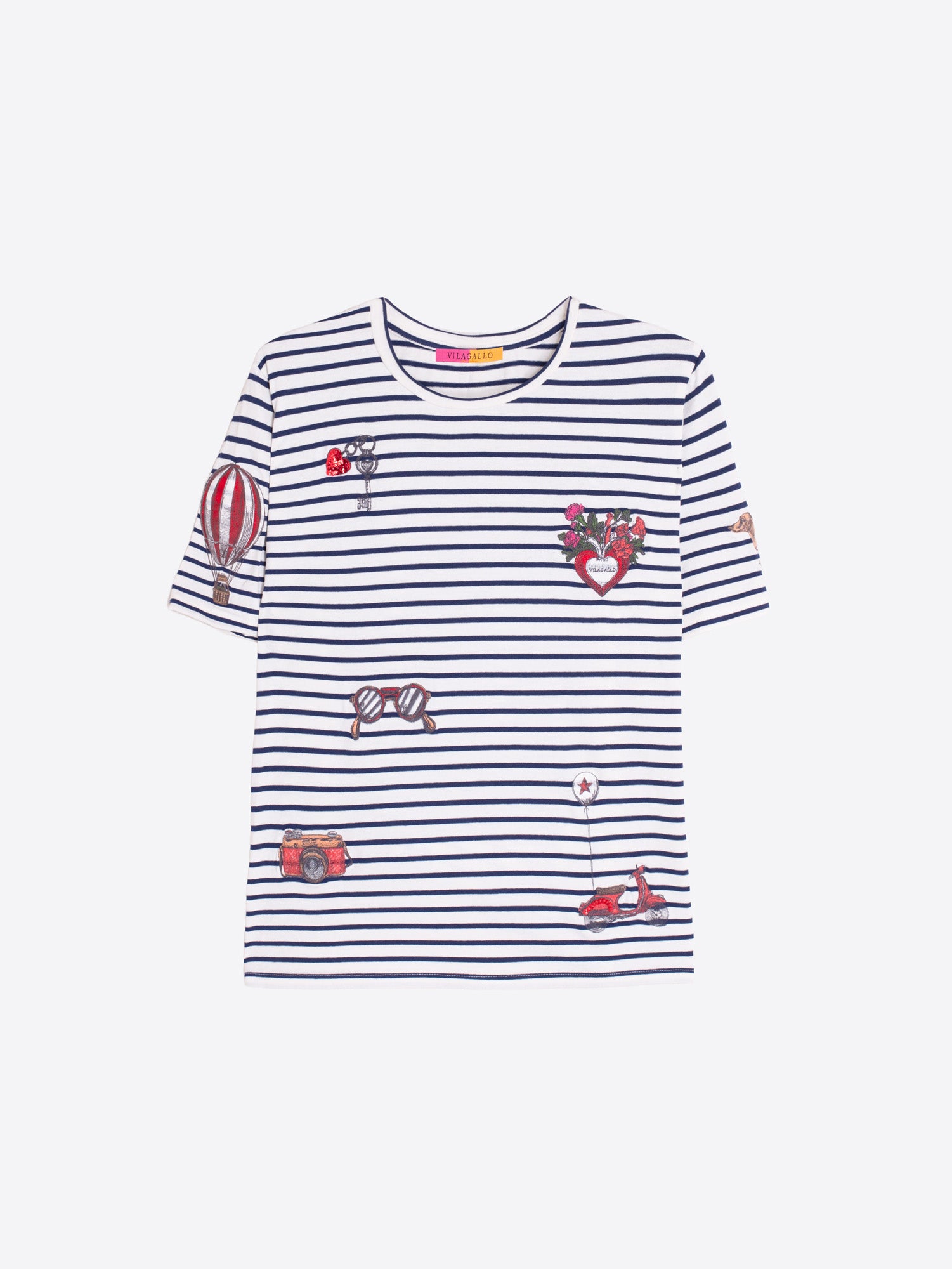 CAMISETA MARINERA PARCHES ILUSTRADOS