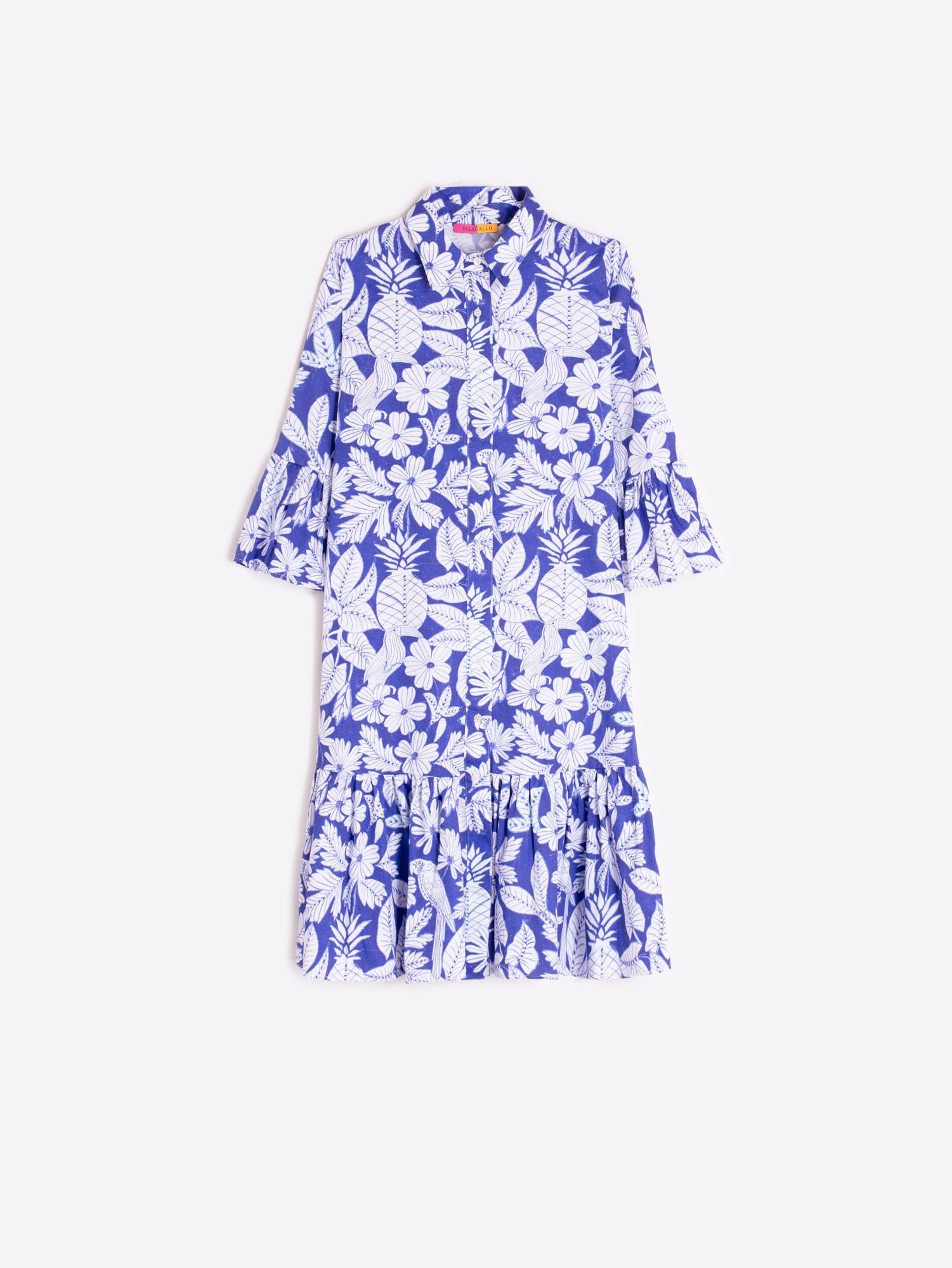 VESTIDO CORTO ESTAMPADO FLORAL AZUL
