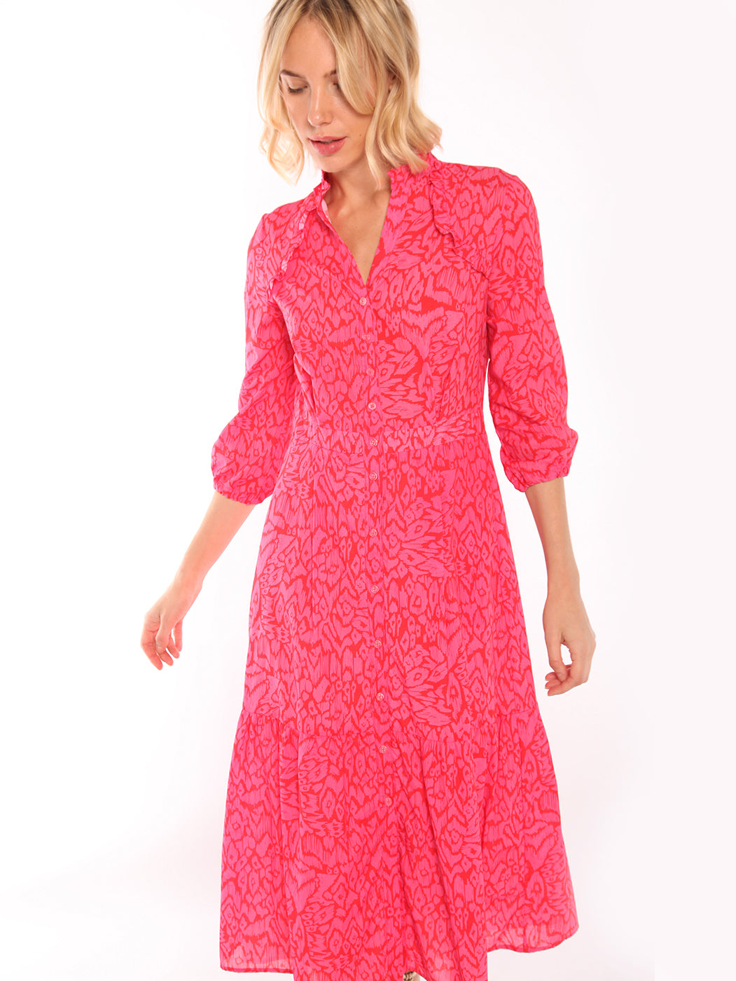 VESTIDO BRIELLE IKAT PINK RED