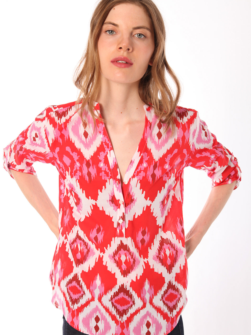 CAMISA FRANCINA IKAT RED PRINT