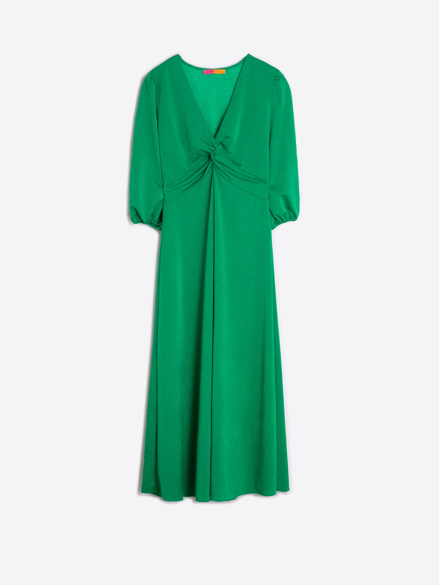 VESTIDO CAROLINA GREEN KNIT SATIN