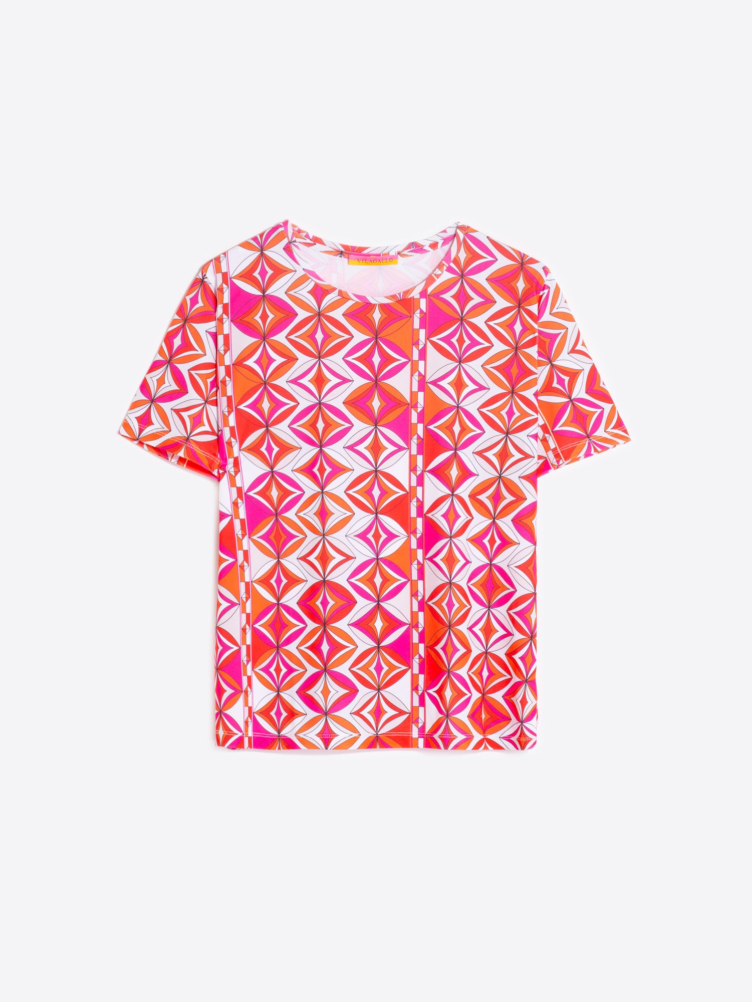 T-SHIRT TORA PINK GEOMETRIC KNIT PRINT