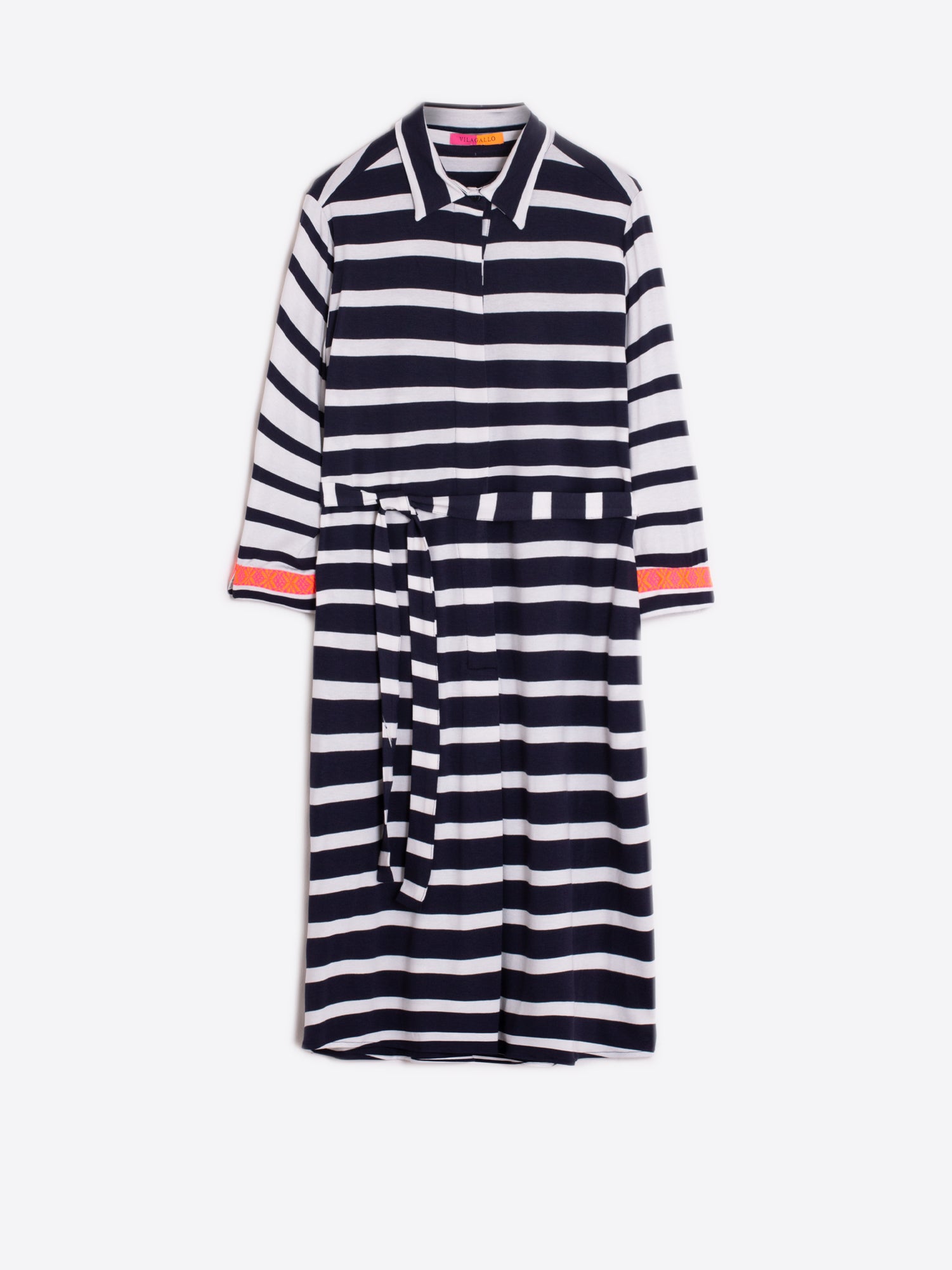VESTIDO ADRIANA ECRU NAVY STRIPE KNIT