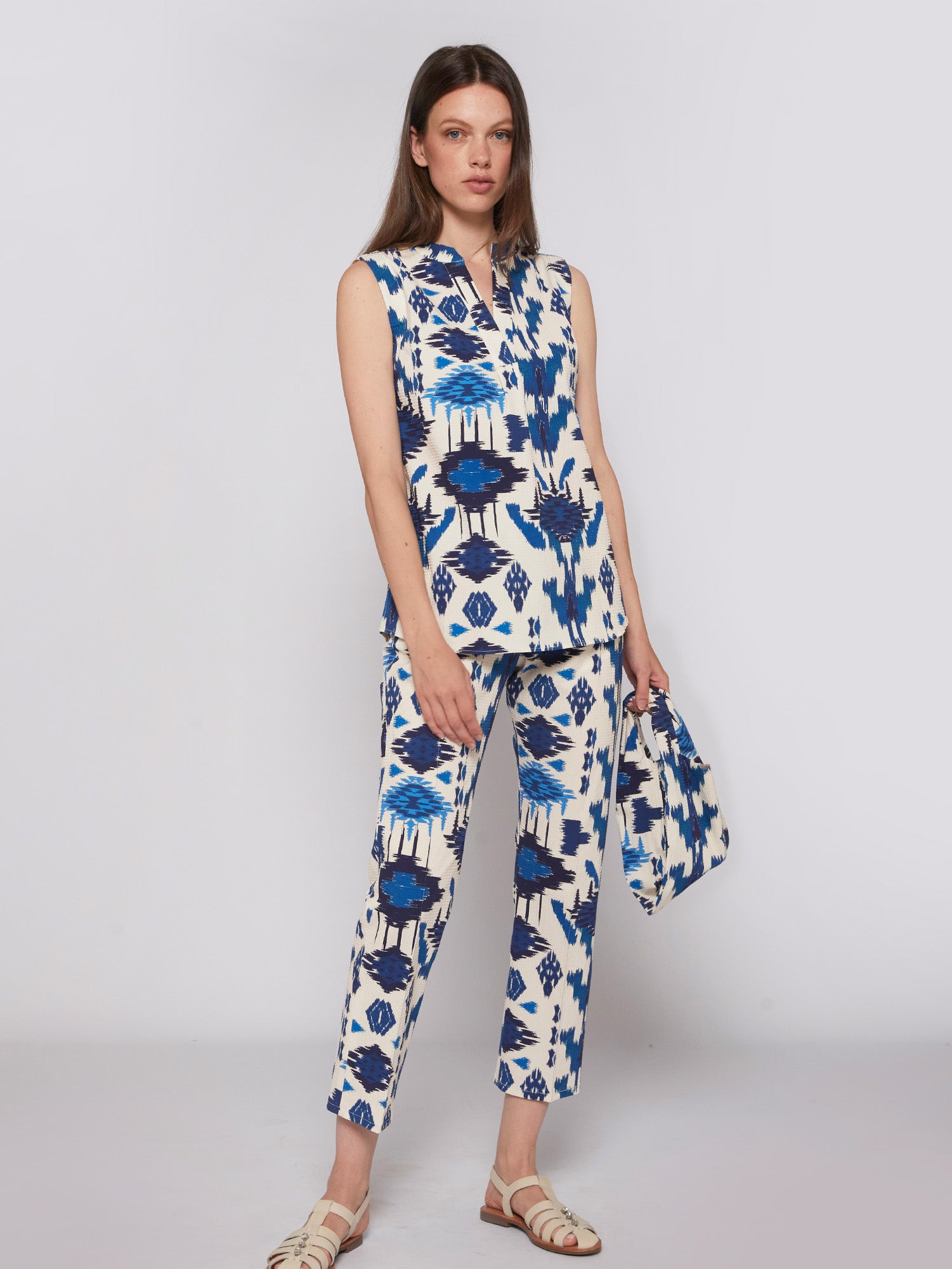 CAMISA FIORELLA IKAT BLUE PRINT
