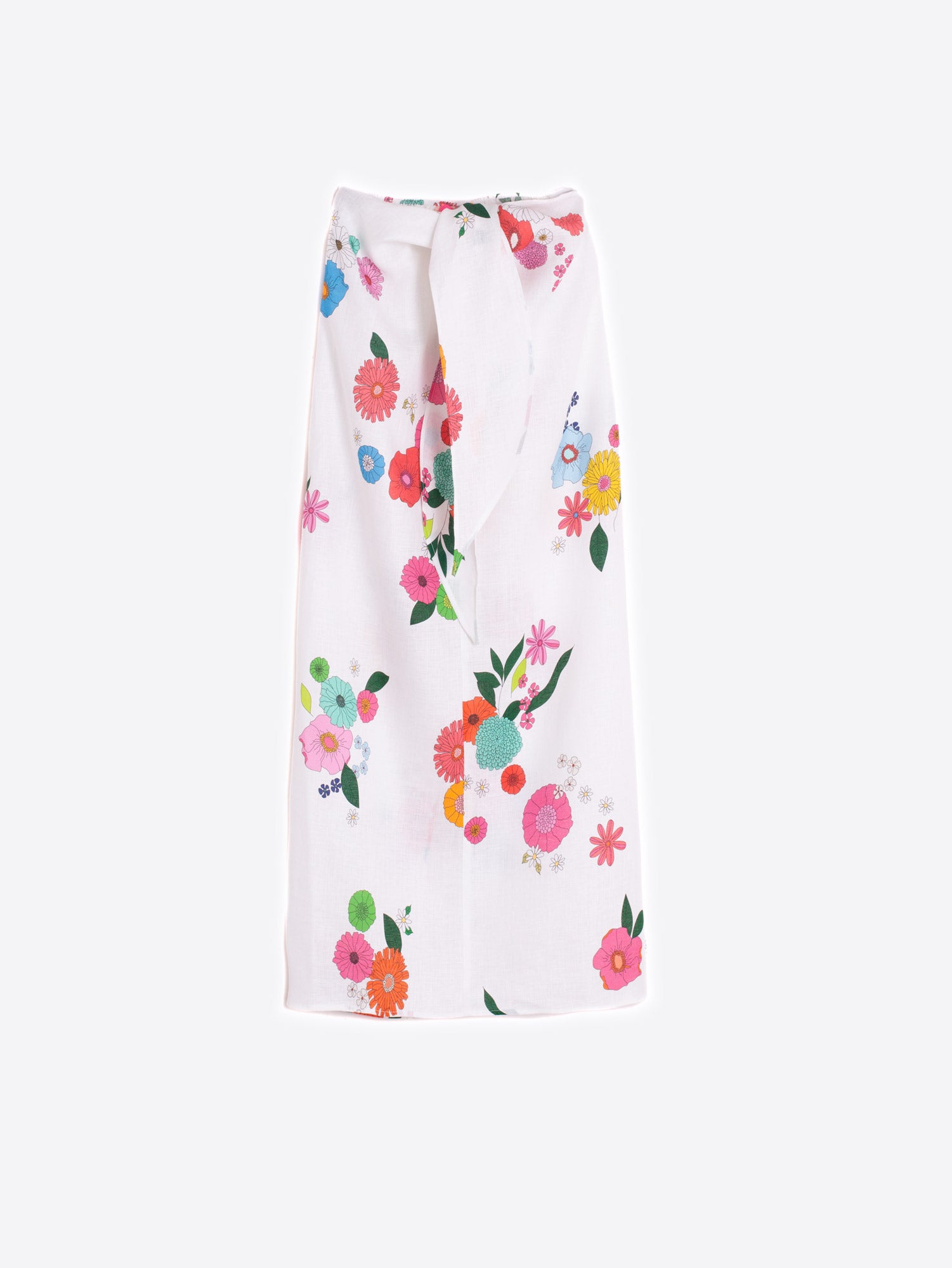 FALDA PAREO FLOWERS PURE LINEN