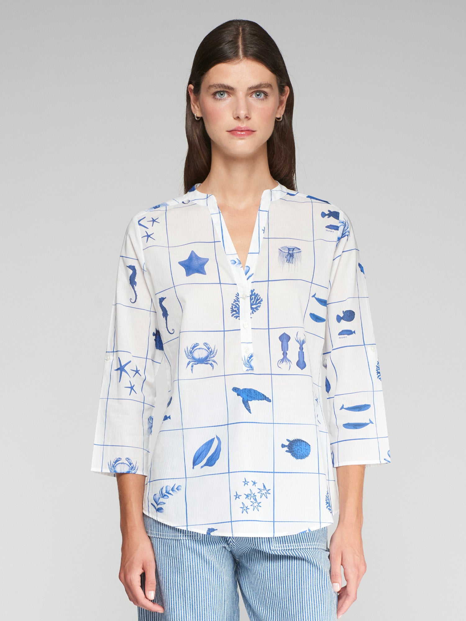 CAMISA FRANCINA MOTIVOS MARINOS AZULES