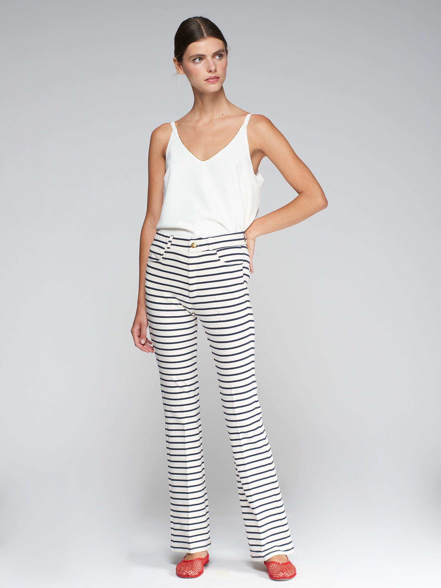 PANTALON JEANS KNIT PUNTO RAYA MARINERA