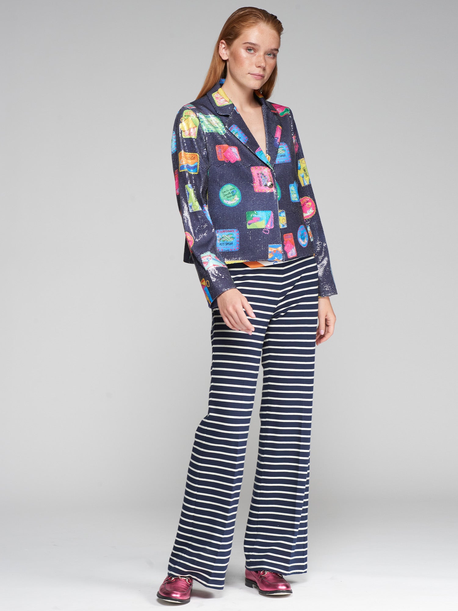PANTALON TEODORA PUNTO RAYA AZUL