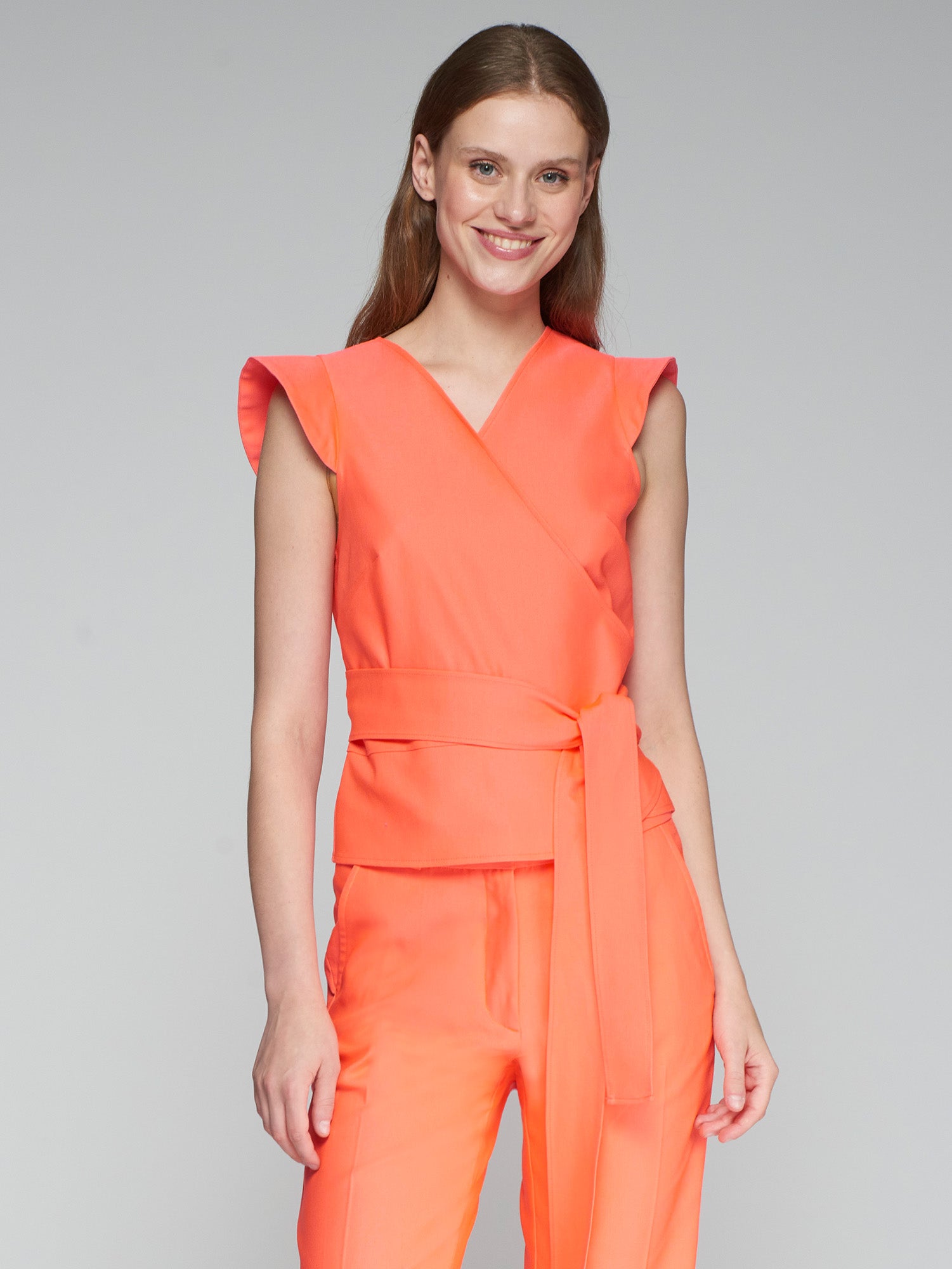 CAMISA TOP CRUZADO NARANJA FLUOR