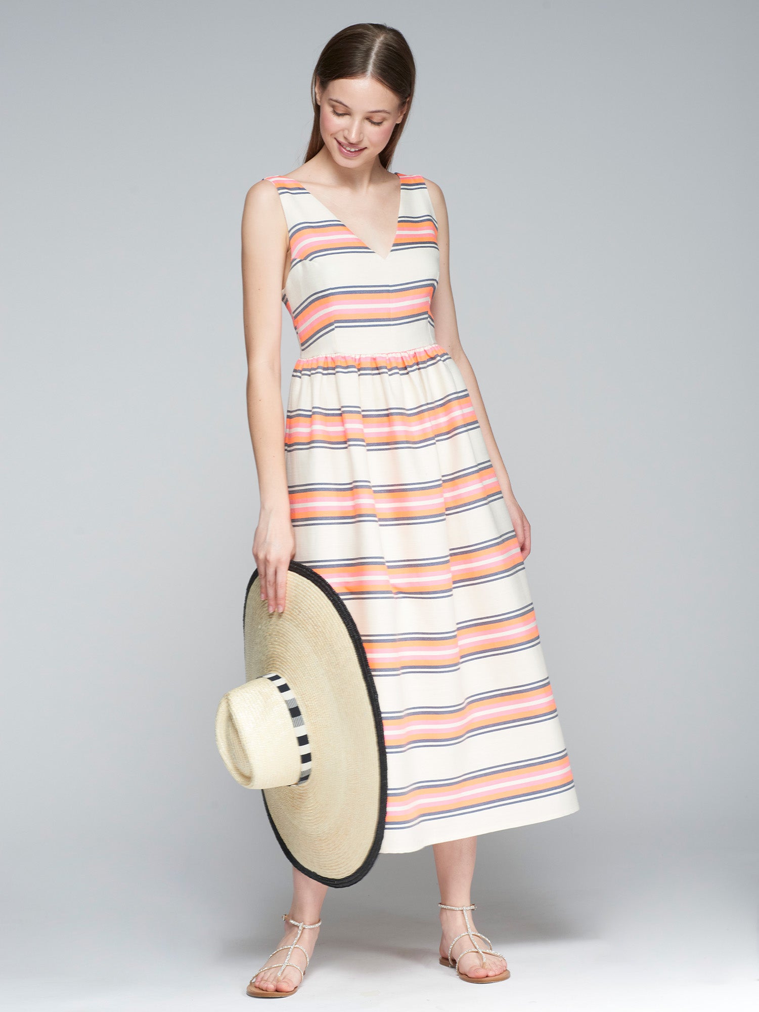 VESTIDO DOMINIQUE RAYA FLUOR MARINO ROSA