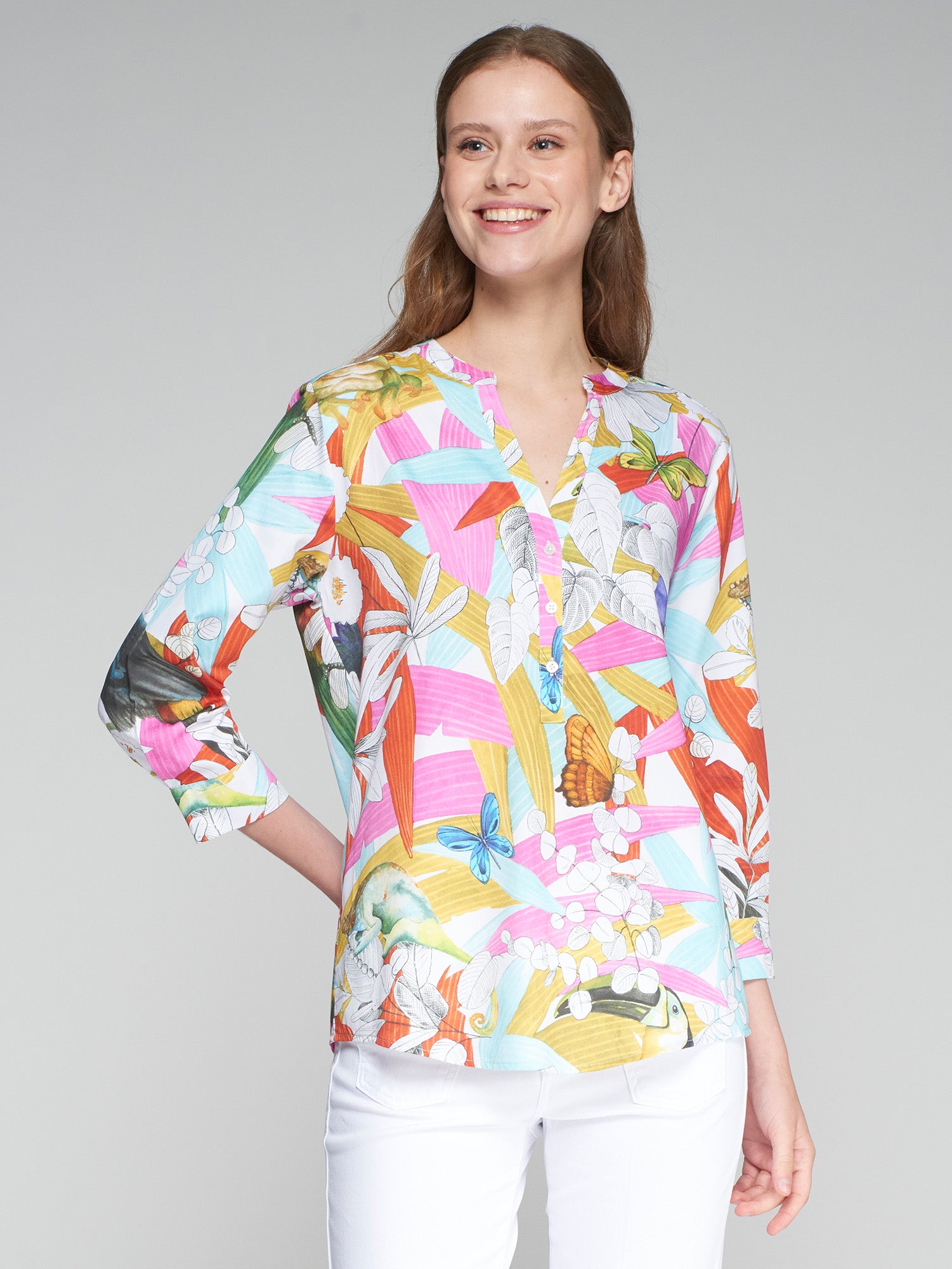 CAMISA CARLOTA ACUARELA JUNGLA PRINT