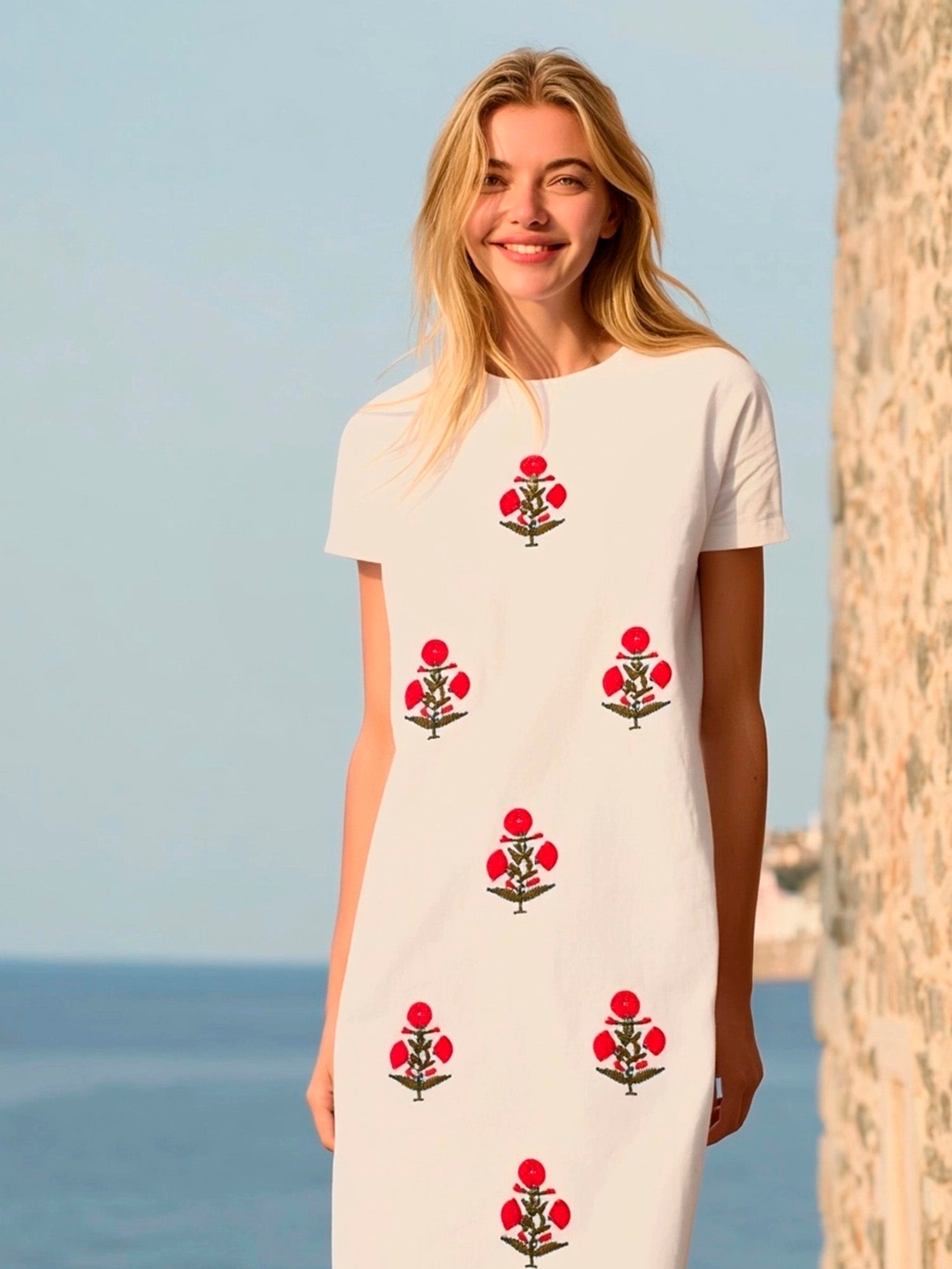 VESTIDO PUNTO BLANCO BORDADO