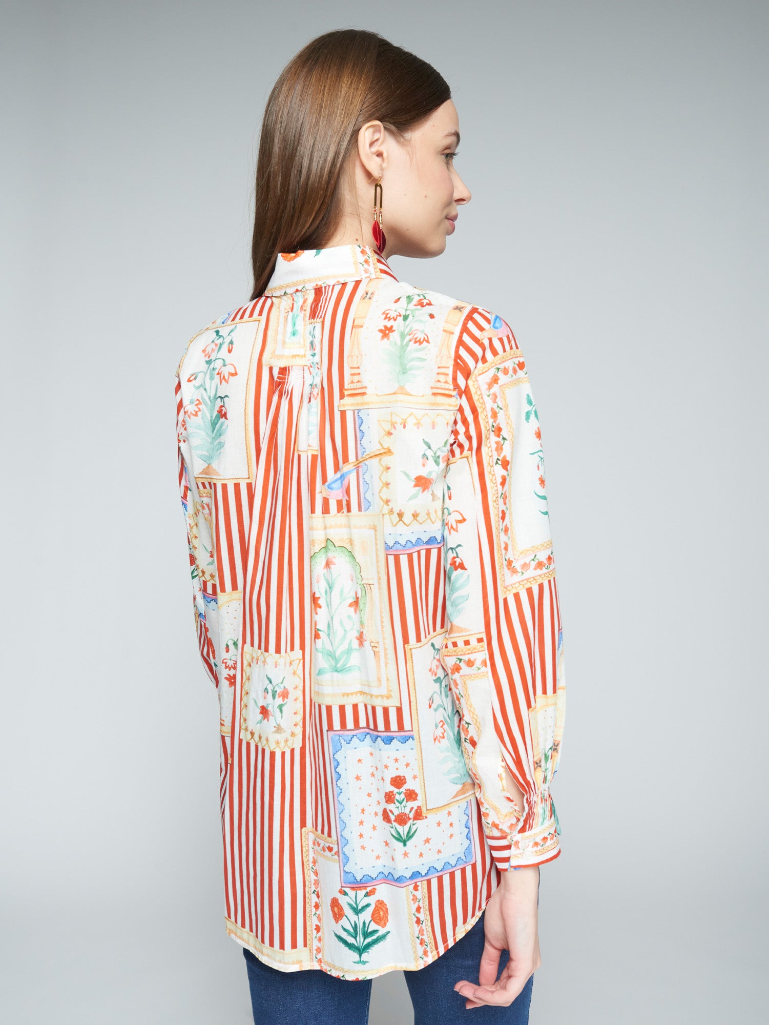 CAMISA GINGER PATCHWORK RAYAS PRINT