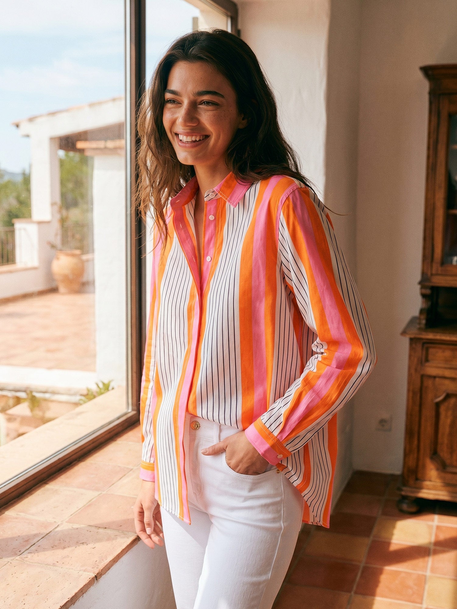 CAMISA GINGER RAYA ROSA NARANJA
