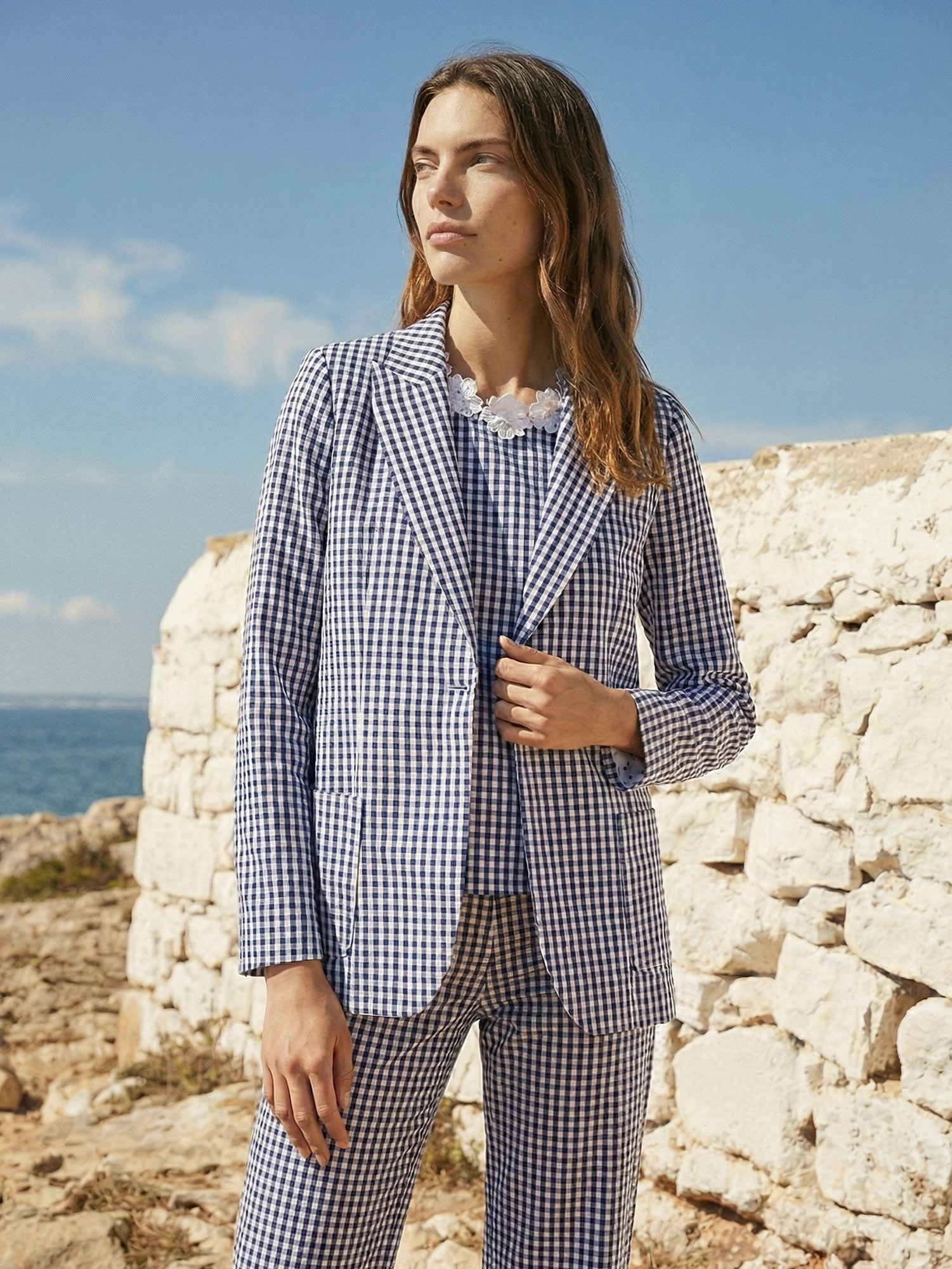 CHAQUETA VICHY AZUL Y BLANCO