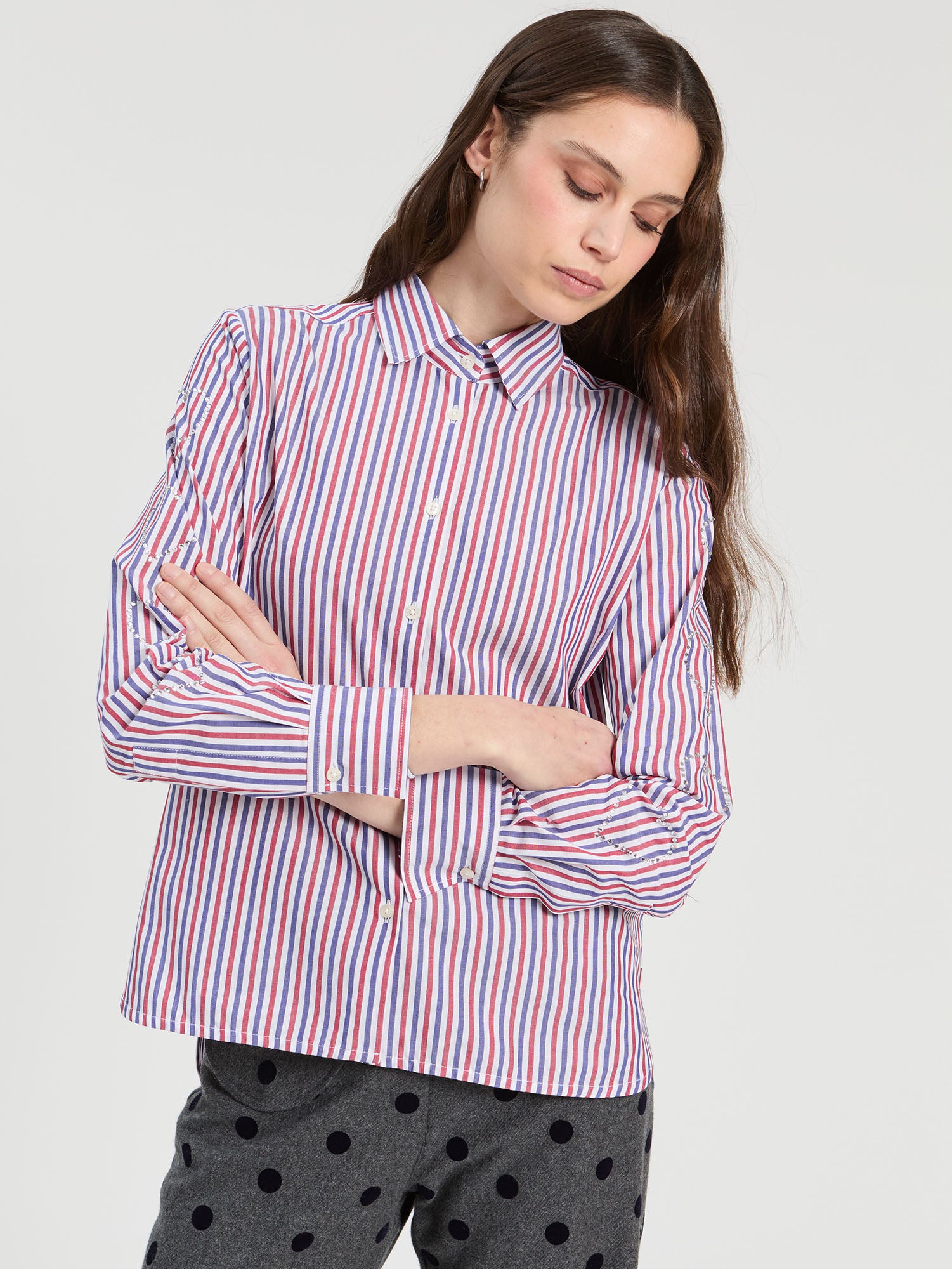 RED AND BLUE STRIPED SHIRT