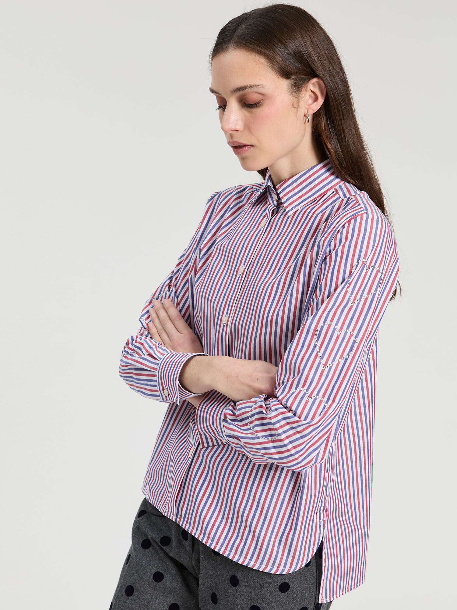 RED AND BLUE STRIPED SHIRT