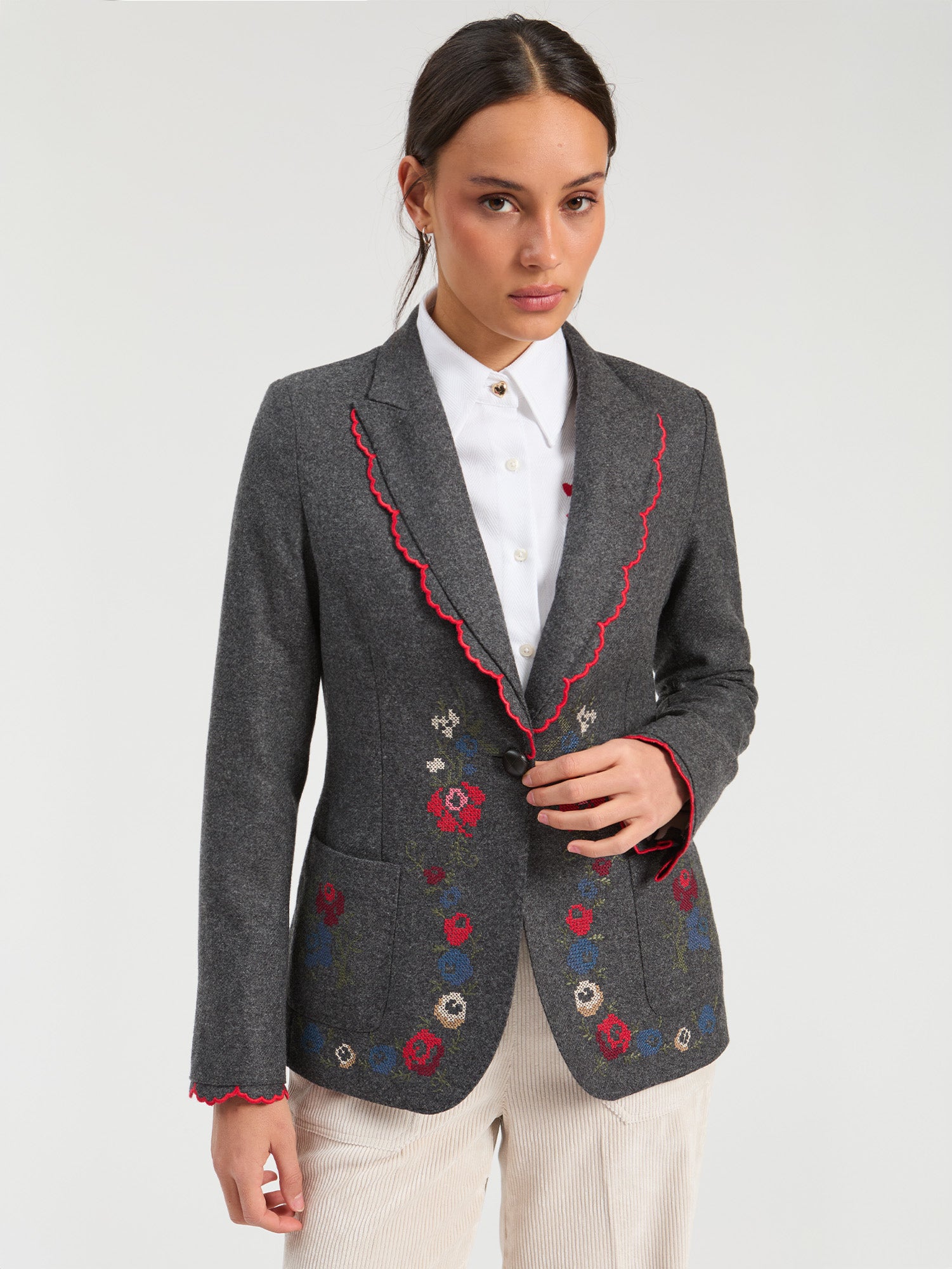 GRAY TWEED HEARTS JACKET