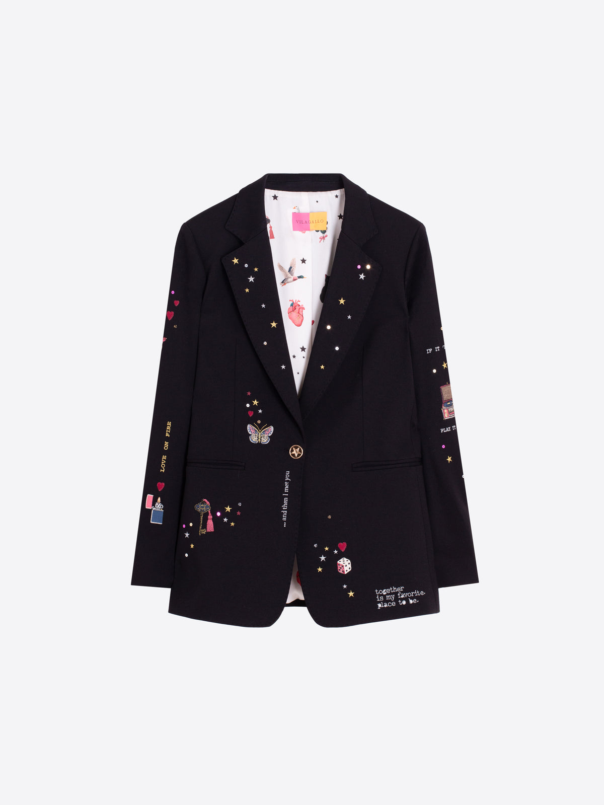 CHAQUETA NEGRO CUPIDO BORDADO
