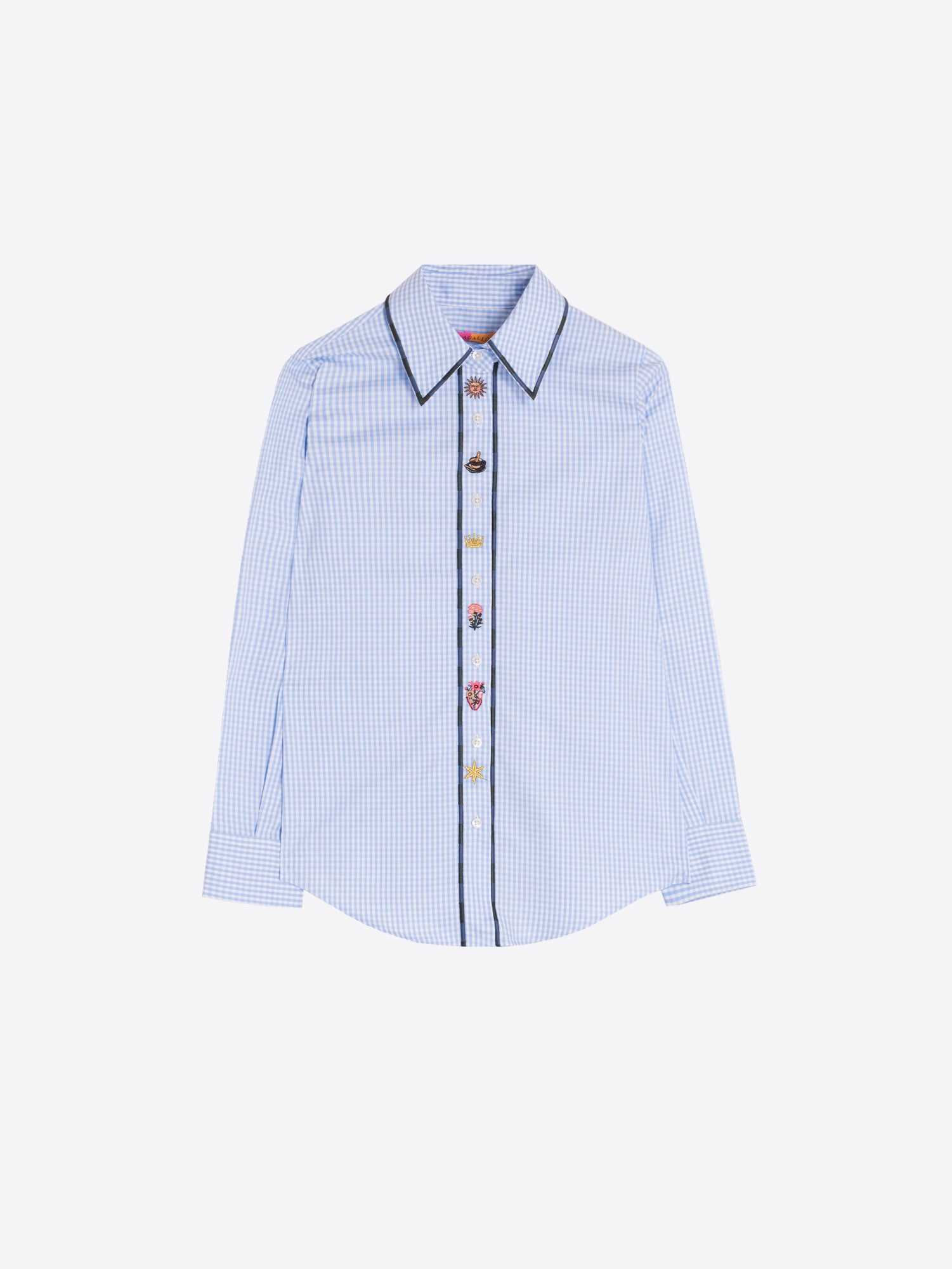 CAMISA VICHY MINI AZUL DETALLES BORDADOS