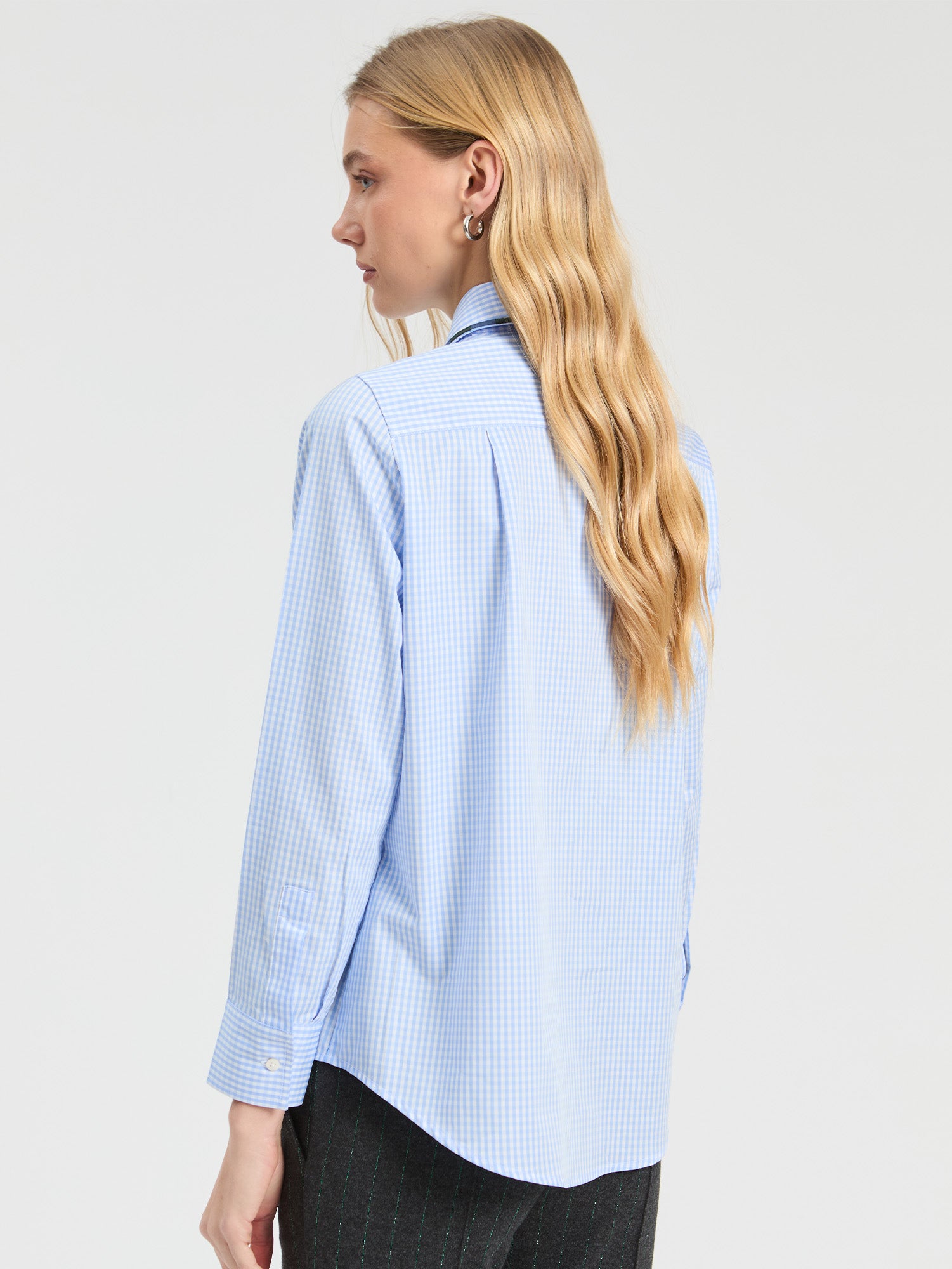 CAMISA VICHY MINI AZUL DETALLES BORDADOS