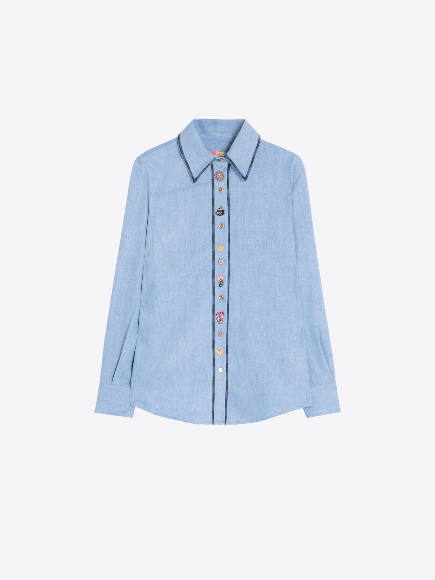 CAMISA DENIM AZUL BORDADO MADRID