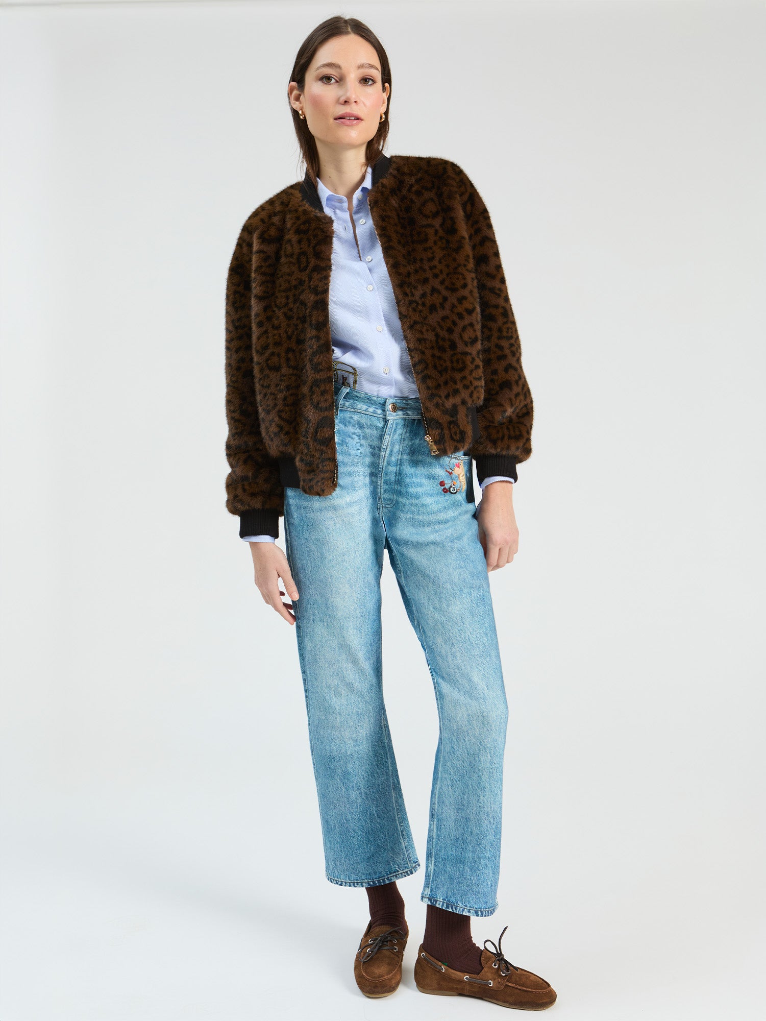 LEOPARD FUR BOMBER JACKET