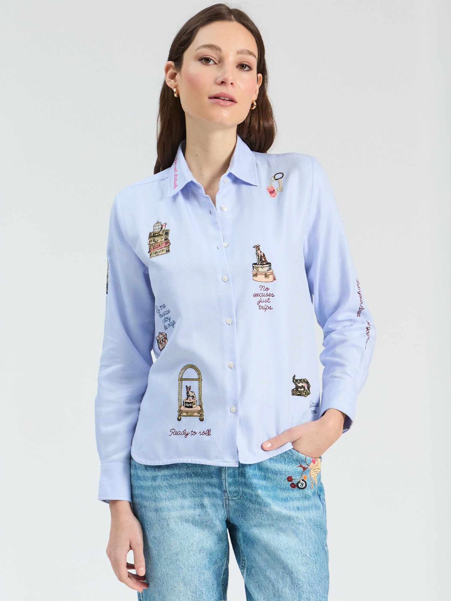 LIGHT BLUE HERRINGBONE SHIRT HOTEL VILAGALLO