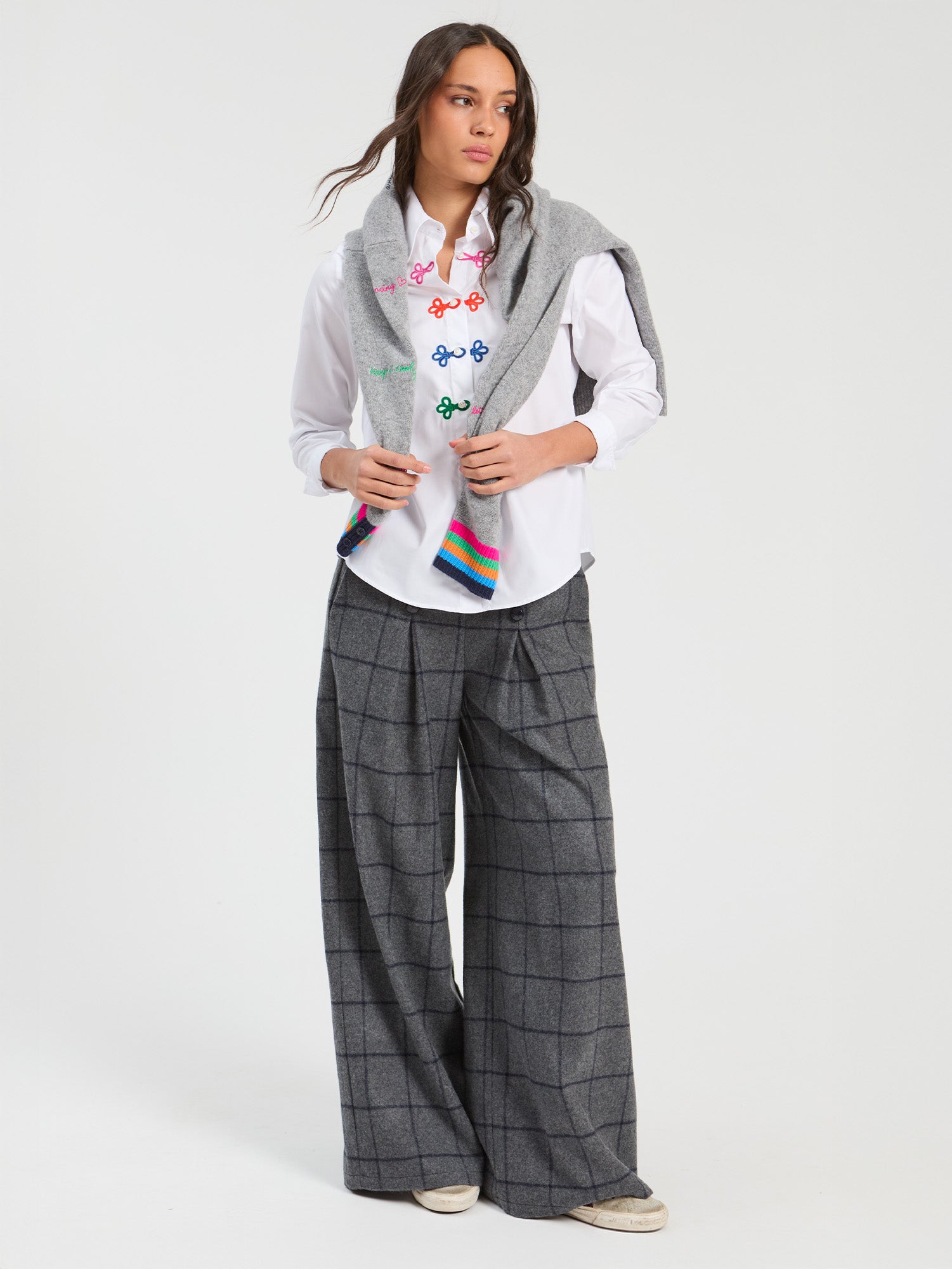 CAMISA BLANCA ALAMARES MULTICOLOR