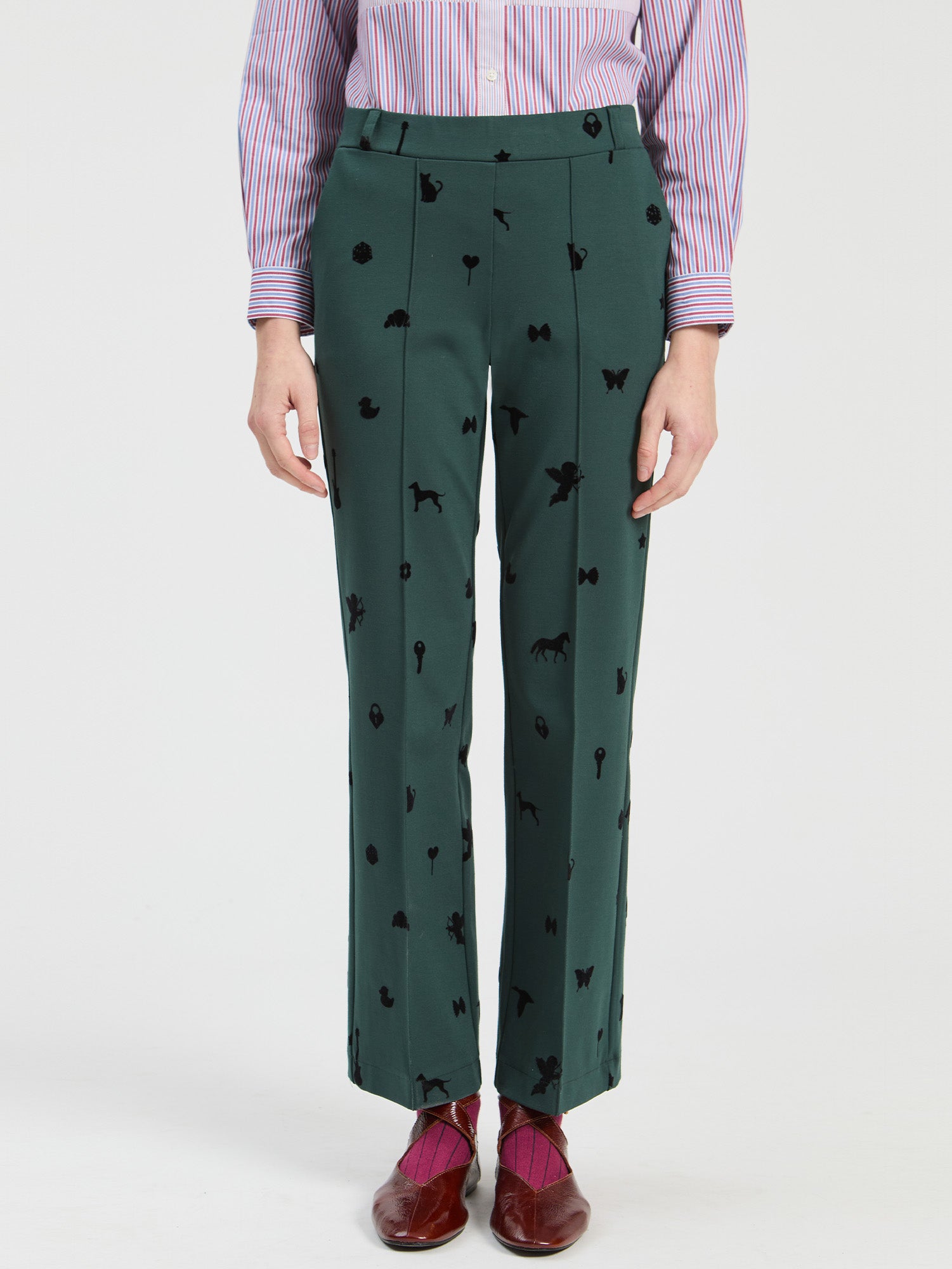 GREEN PONTE ROMA TROUSERS