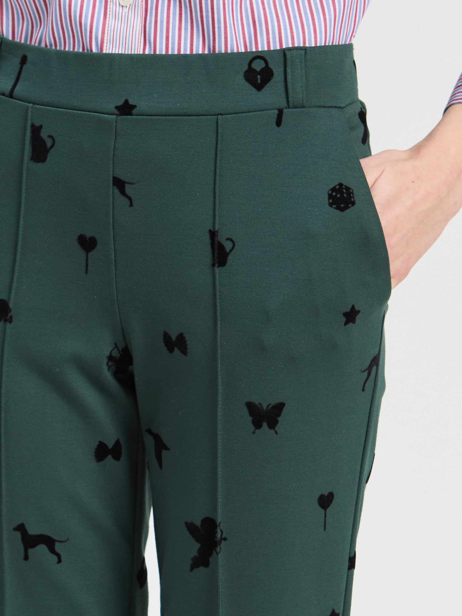 GREEN PONTE ROMA TROUSERS