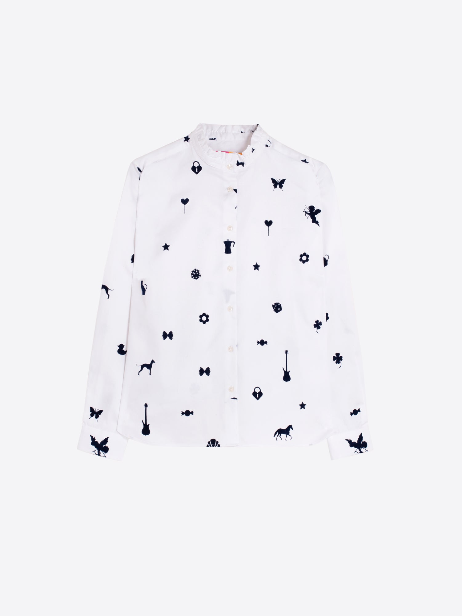 WHITE SHIRT FLOCK MOTIFS