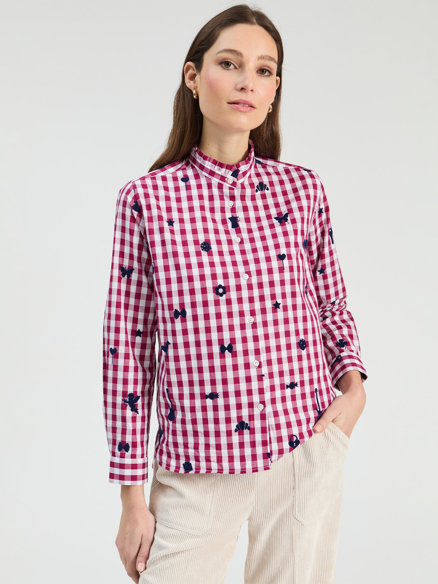 VICHY SHIRT BORDEAUX FLOCKED