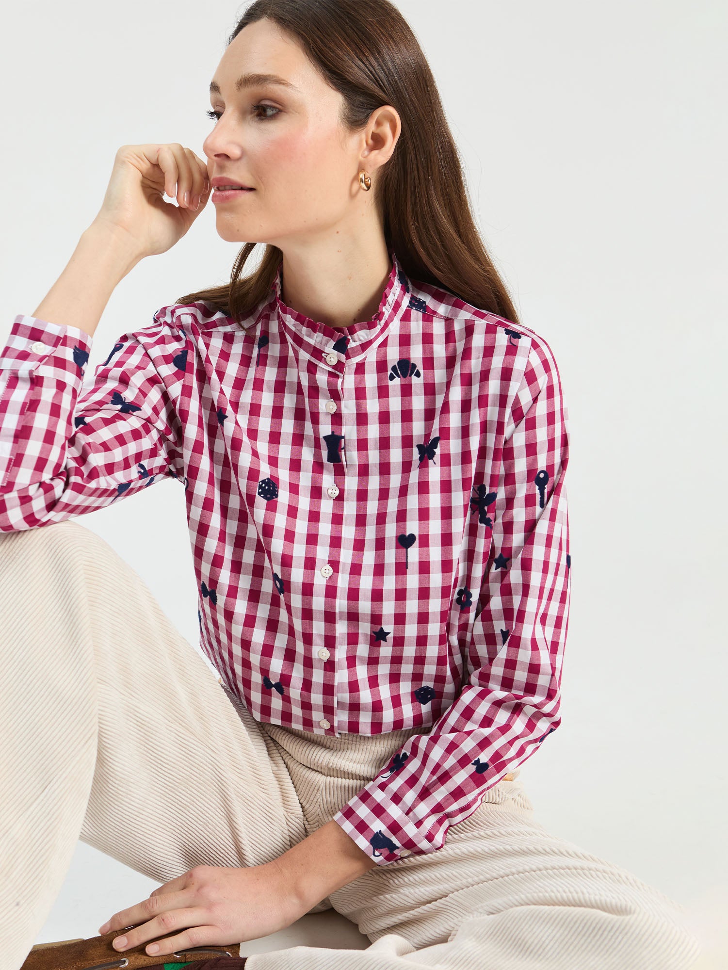 VICHY SHIRT BORDEAUX FLOCKED