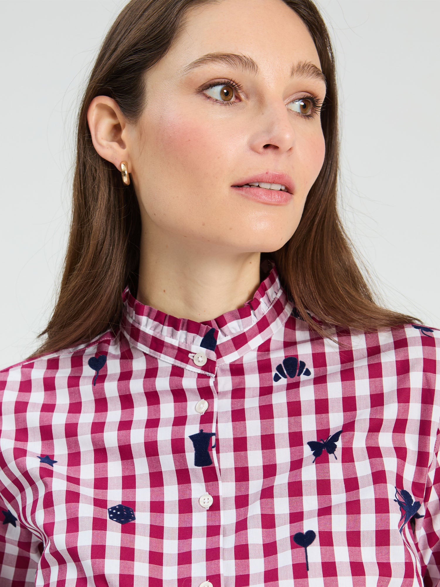 VICHY SHIRT BORDEAUX FLOCKED