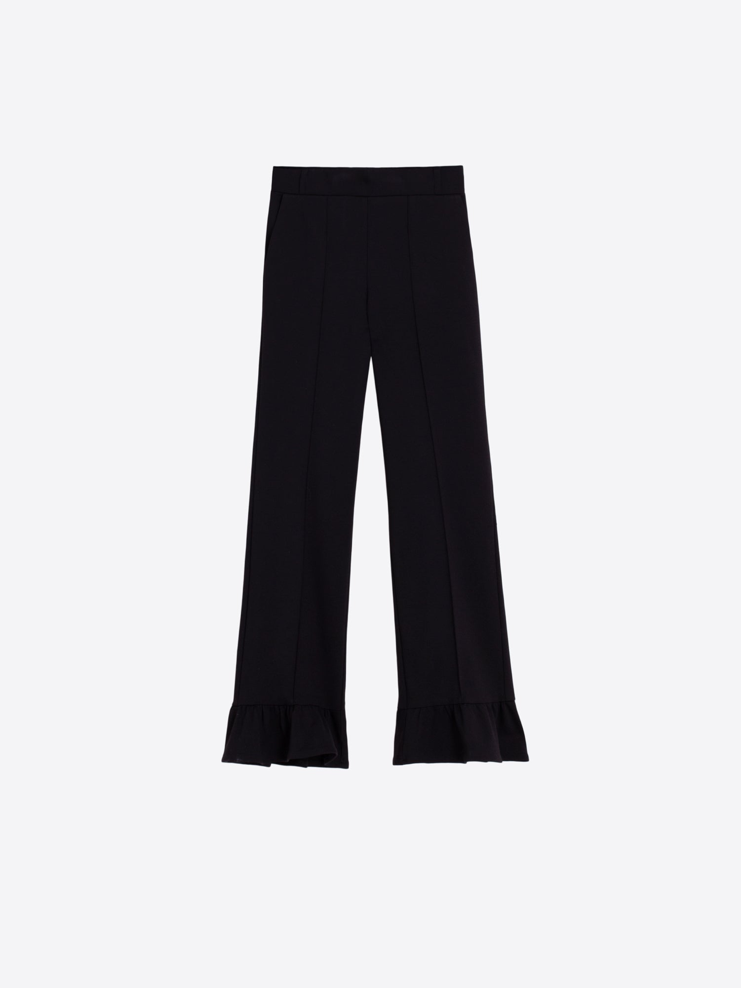 BLACK ROME KNIT RUFFLED TROUSERS