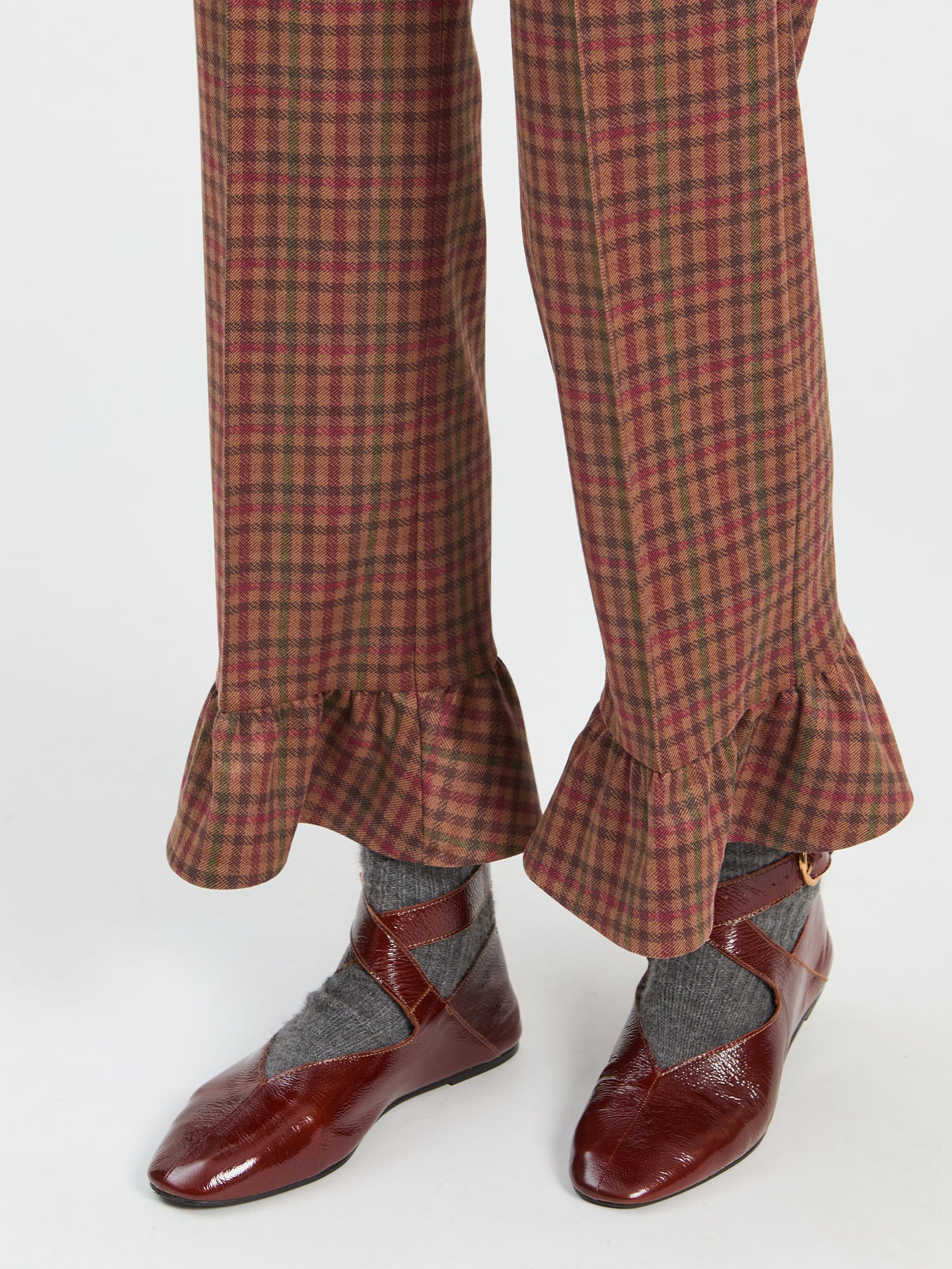 HOUNDSTOOTH RUST FLARE TROUSERS