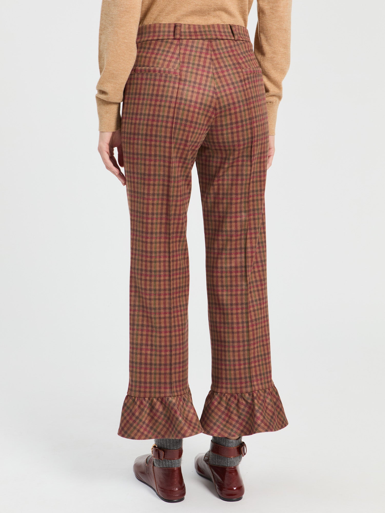 HOUNDSTOOTH RUST FLARE TROUSERS