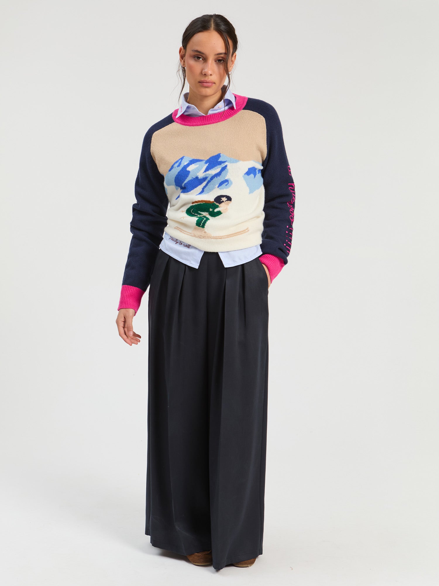 NAVY PALAZZO PANTS