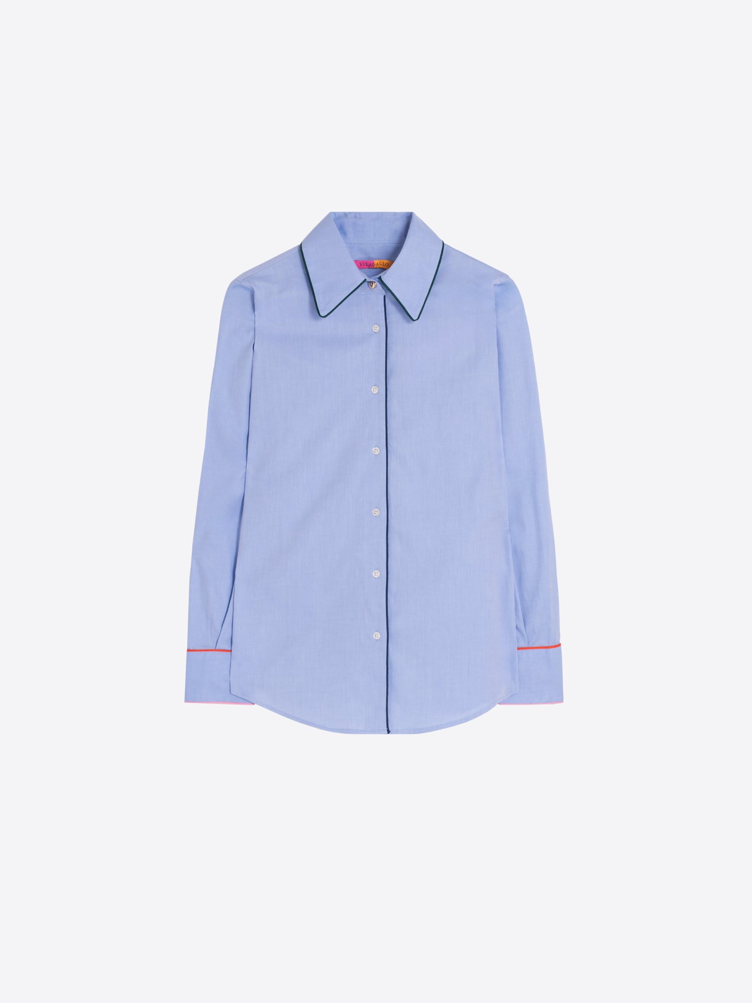 BLUE SHIRT WITH CONTRAST PIPING