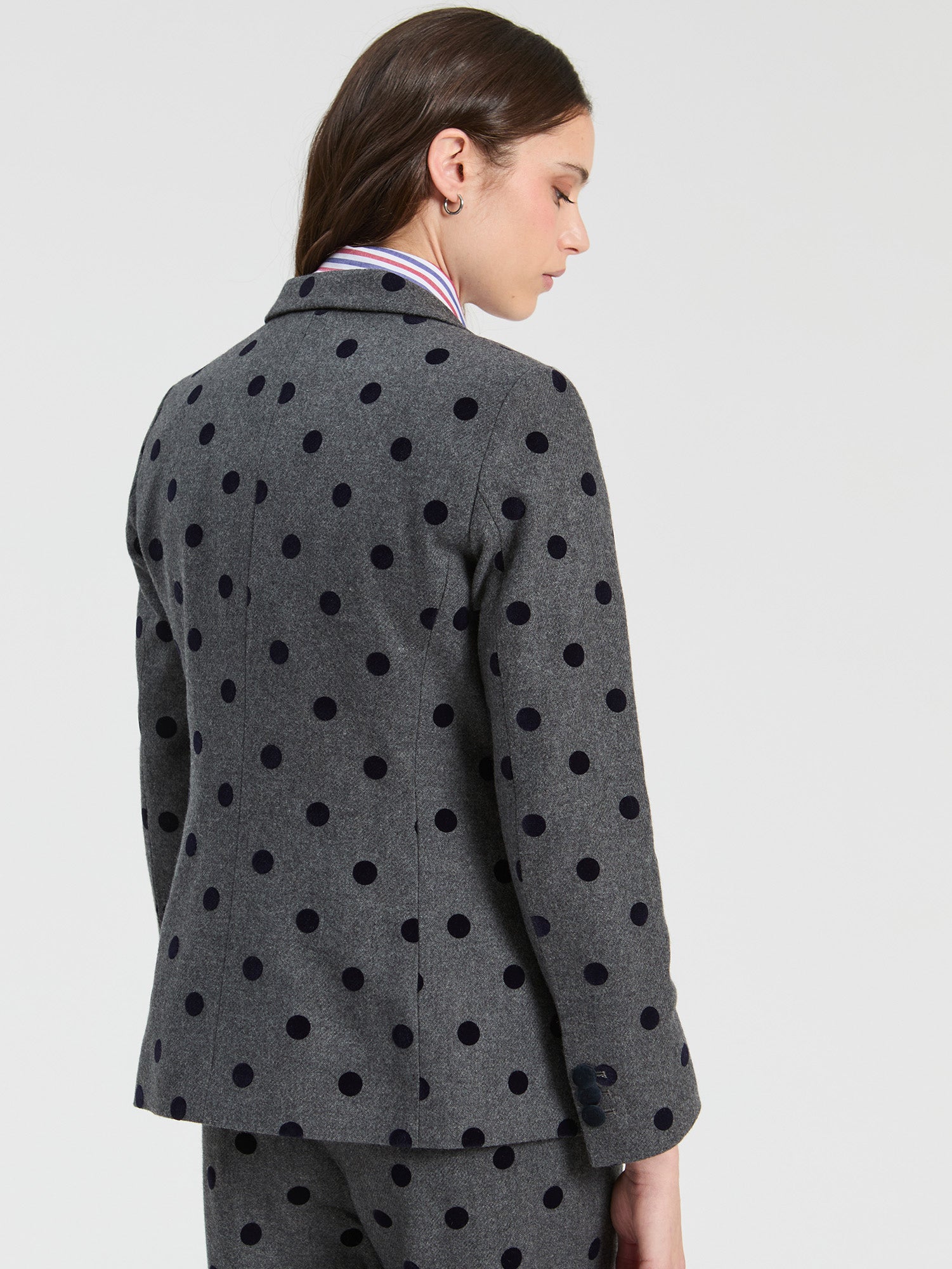 GREY FLOCKED POLKA DOT JACKET