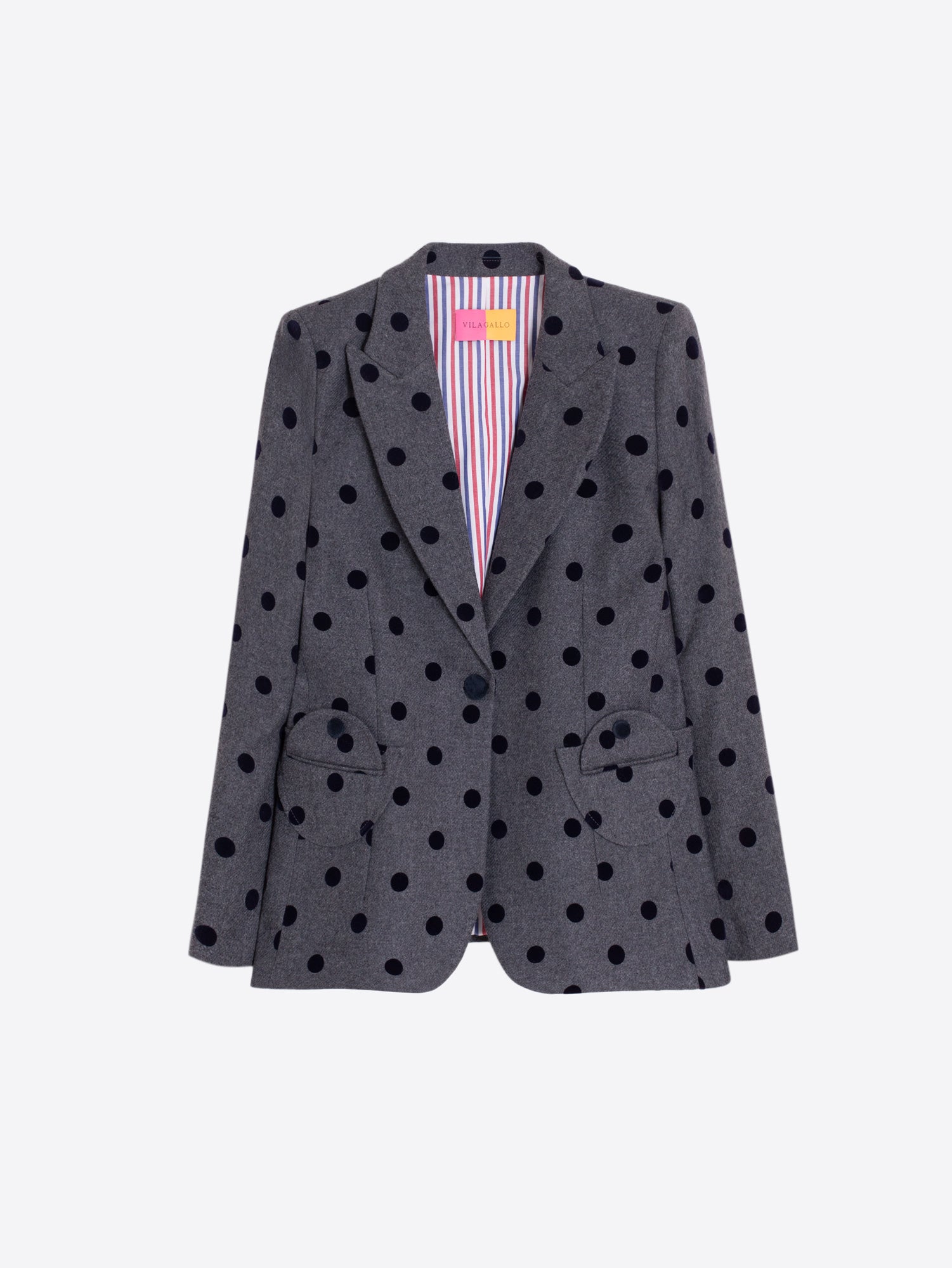 GREY FLOCKED POLKA DOT JACKET