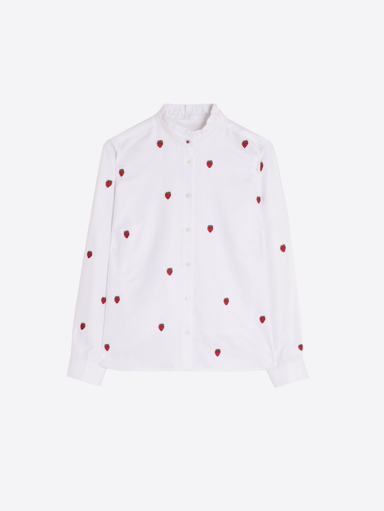 CAMISA ESPIGA BLANCA BORDADO FRESAS