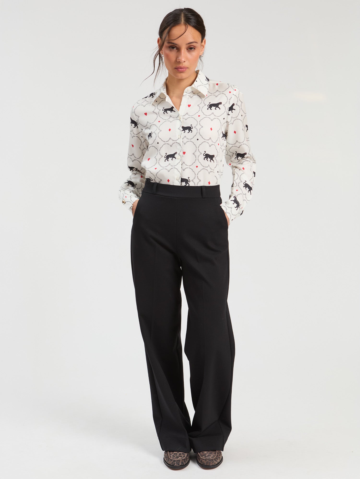 BLACK ROMA KNIT STRAIGHT-LEG TROUSERS