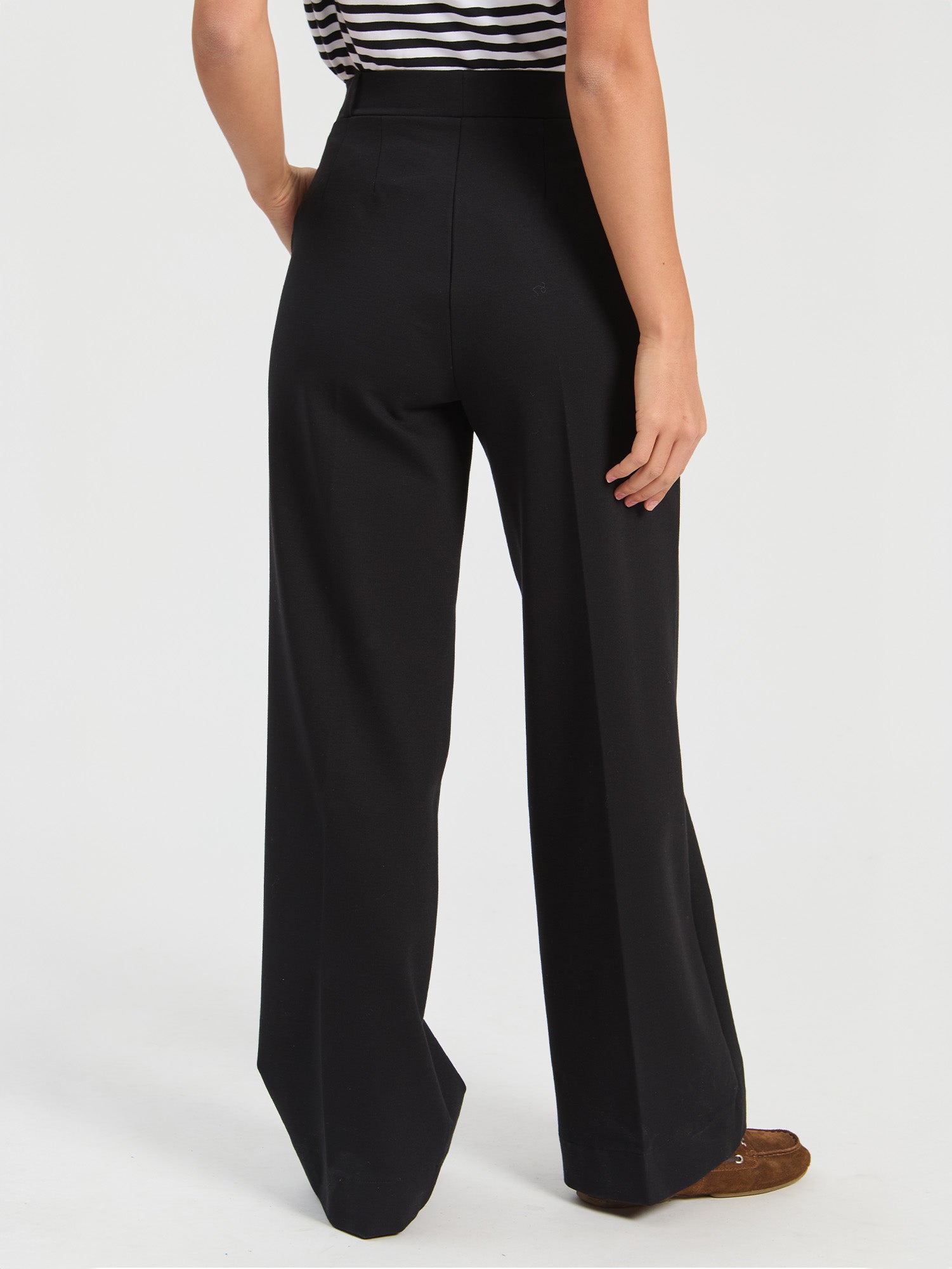 BLACK ROMA KNIT STRAIGHT-LEG TROUSERS
